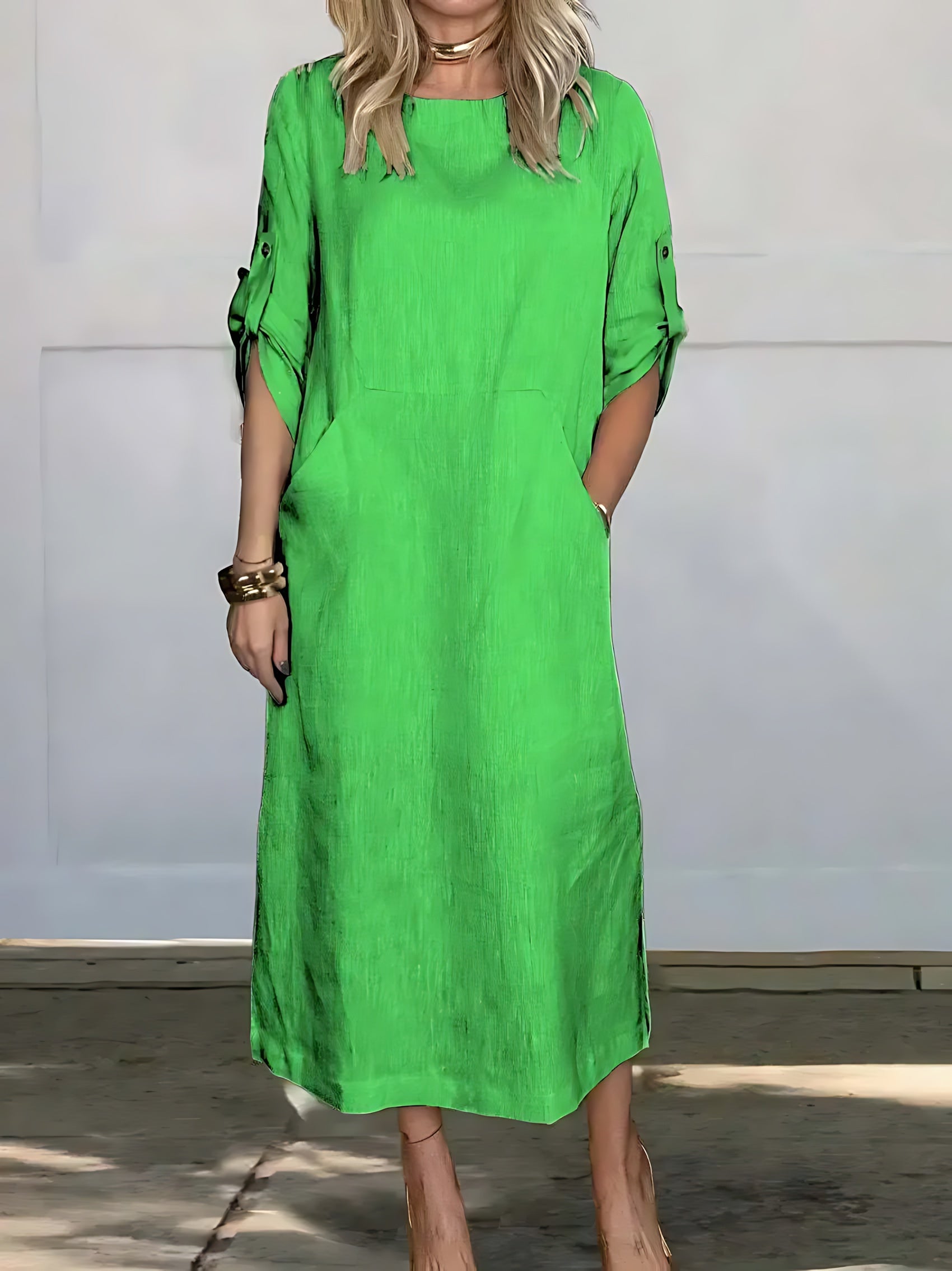 Tessa – 3/4 Sleeve A Line Summer Midi Dress