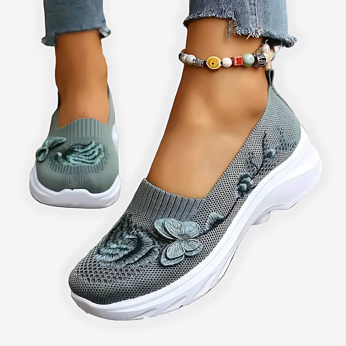 Tessa – Butterfly Embroidered Slip On Sneakers