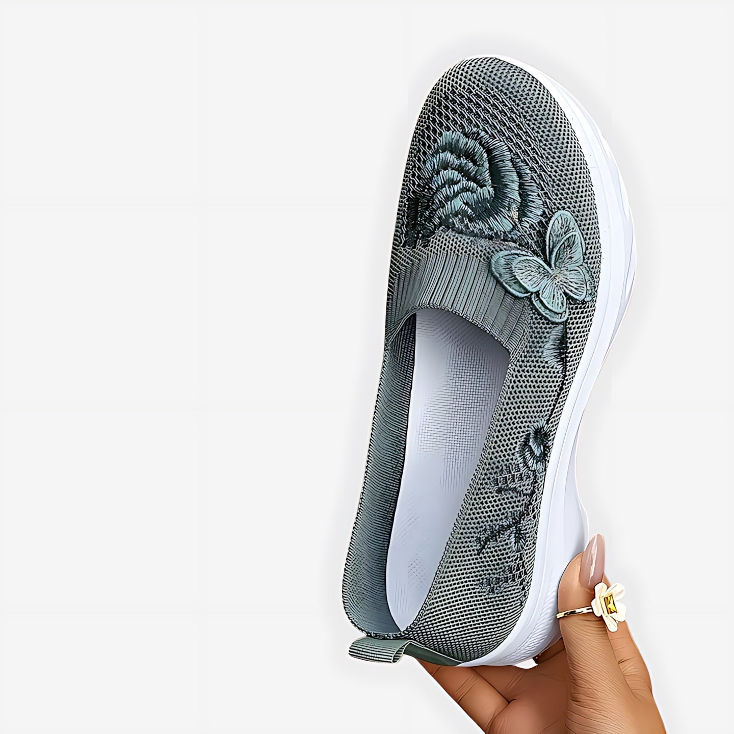 Tessa – Butterfly Embroidered Slip On Sneakers