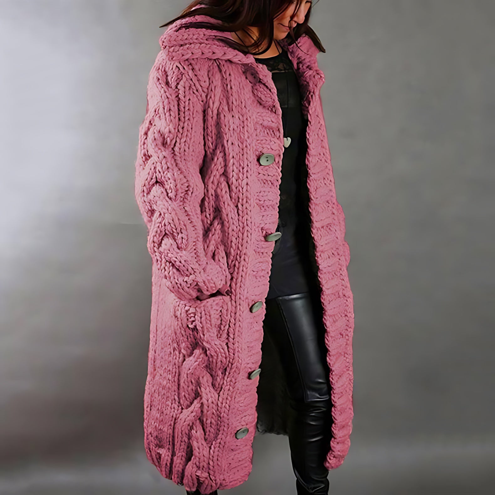 Tessa – Chunky Cable Knit Longline Cardigan