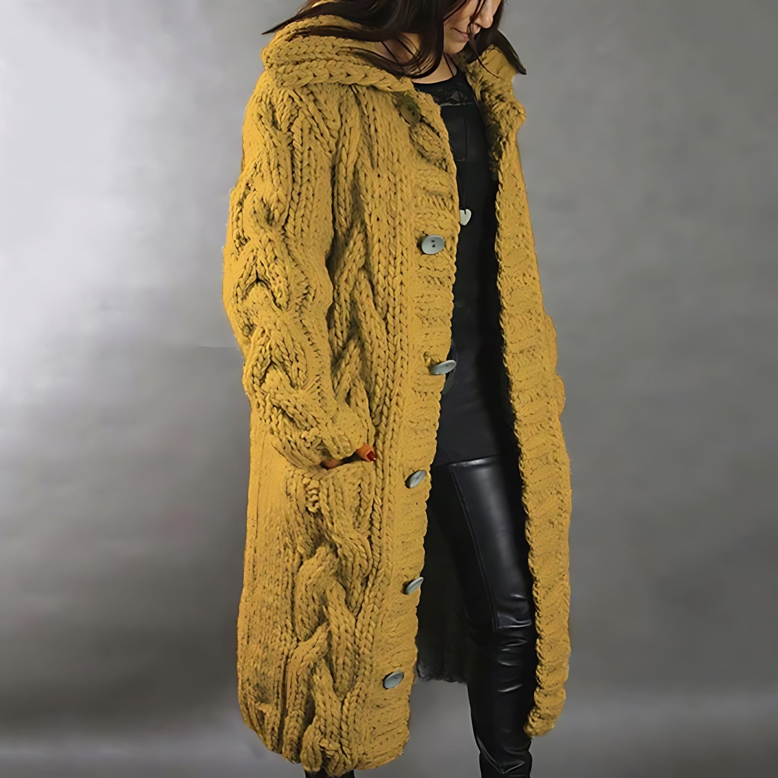 Tessa – Chunky Cable Knit Longline Cardigan