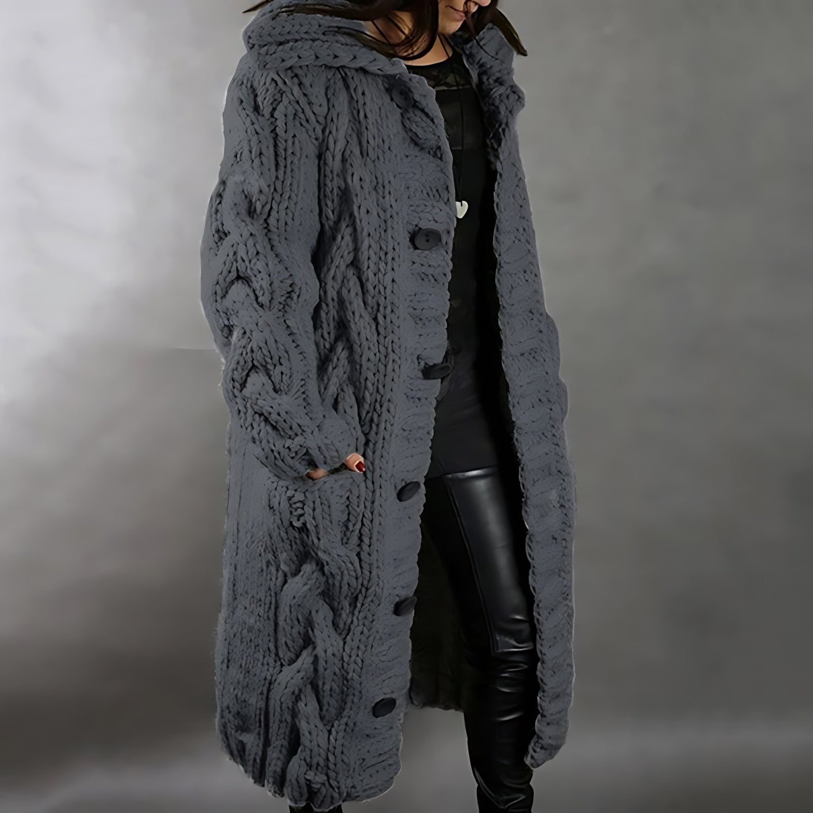 Tessa – Chunky Cable Knit Longline Cardigan