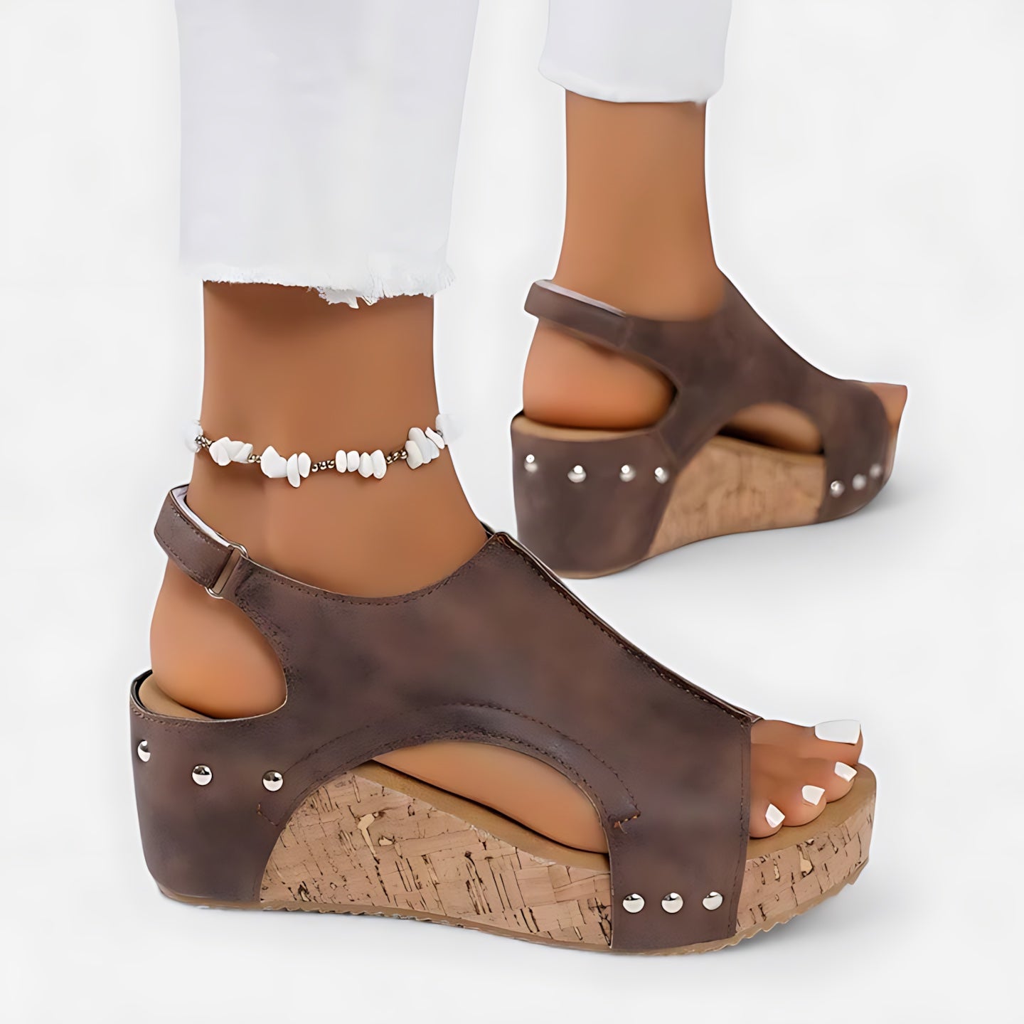 Tessa – Denim Cork Platform Wedge Sandals