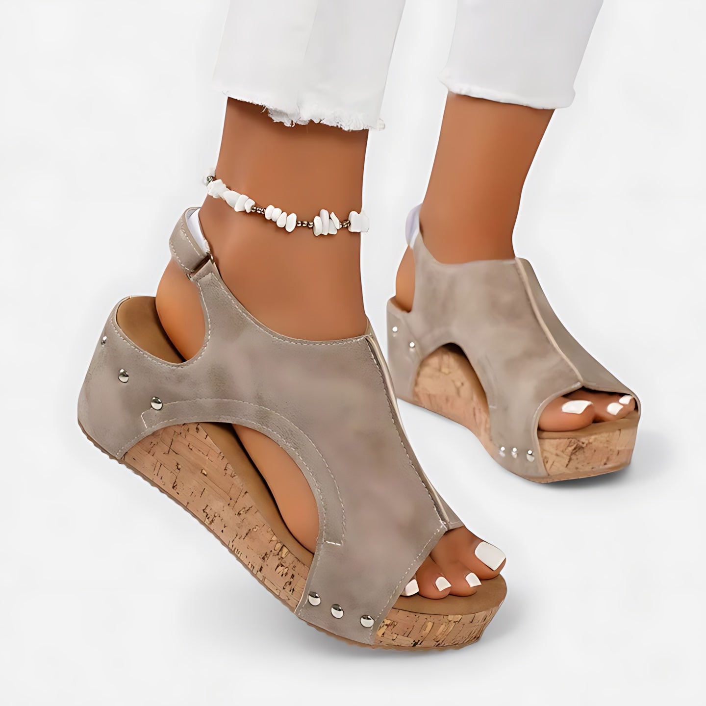 Tessa – Denim Cork Platform Wedge Sandals