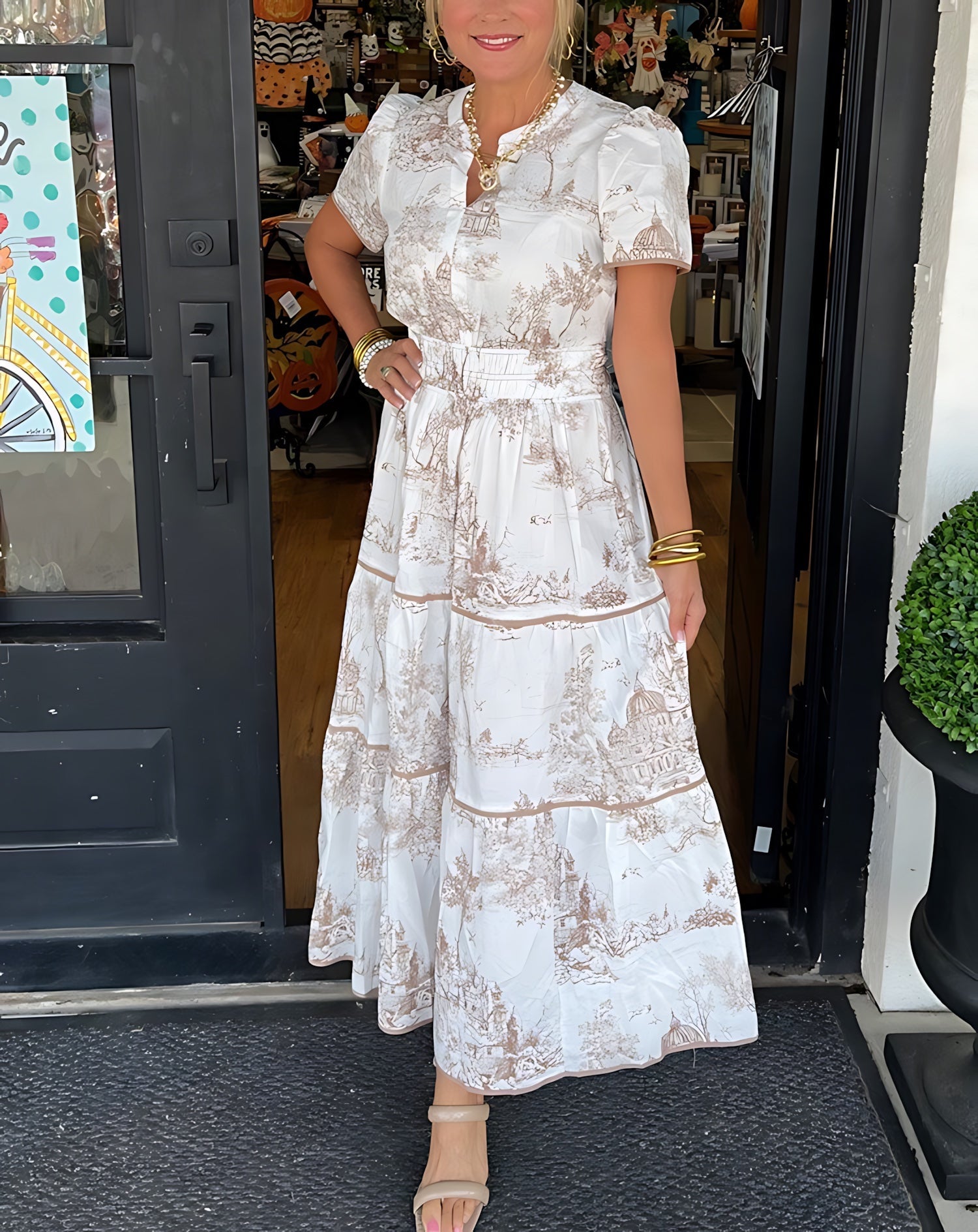 Thea – Floral Print Short Sleeve Shirt Dress