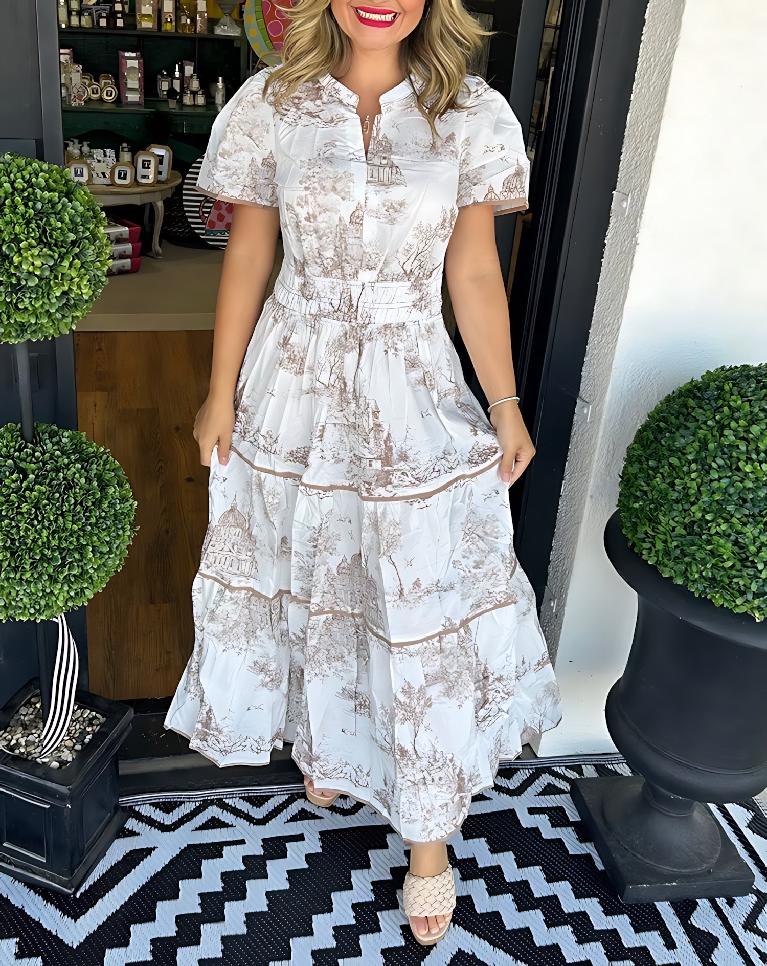 Thea – Floral Print Short Sleeve Shirt Dress