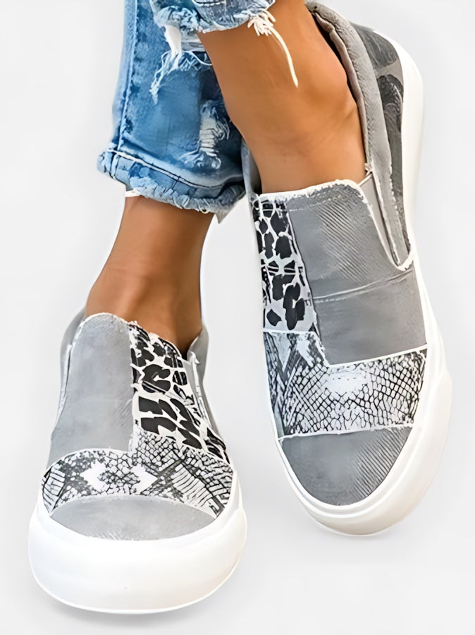 Thea – Leopard Print Canvas Slip On Sneakers