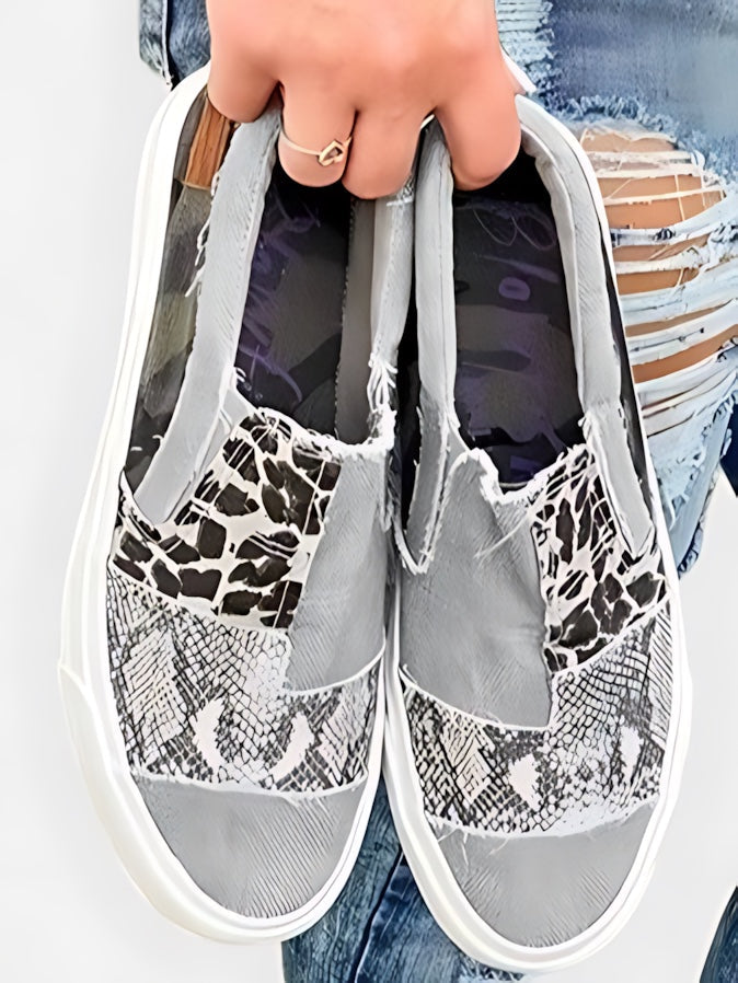 Thea – Leopard Print Canvas Slip On Sneakers