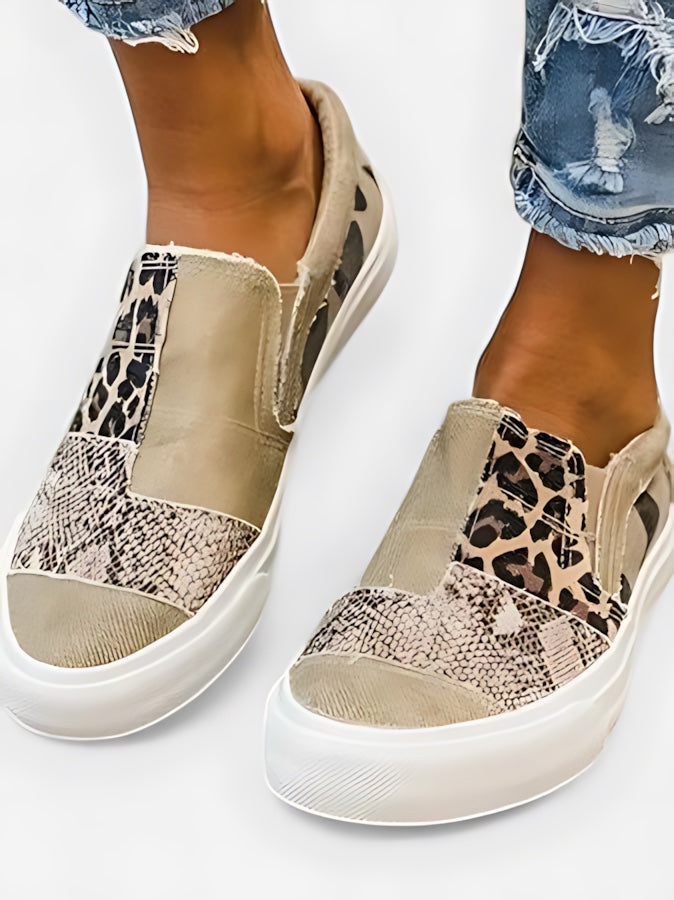 Thea – Leopard Print Canvas Slip On Sneakers