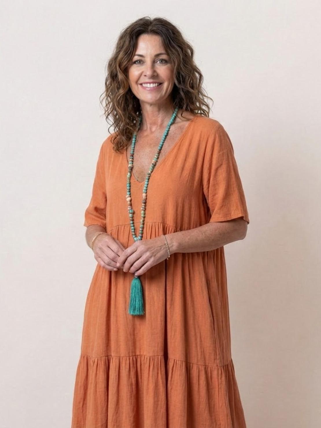 Jasmine – V Neck Tiered Swing Summer Maxi Dress