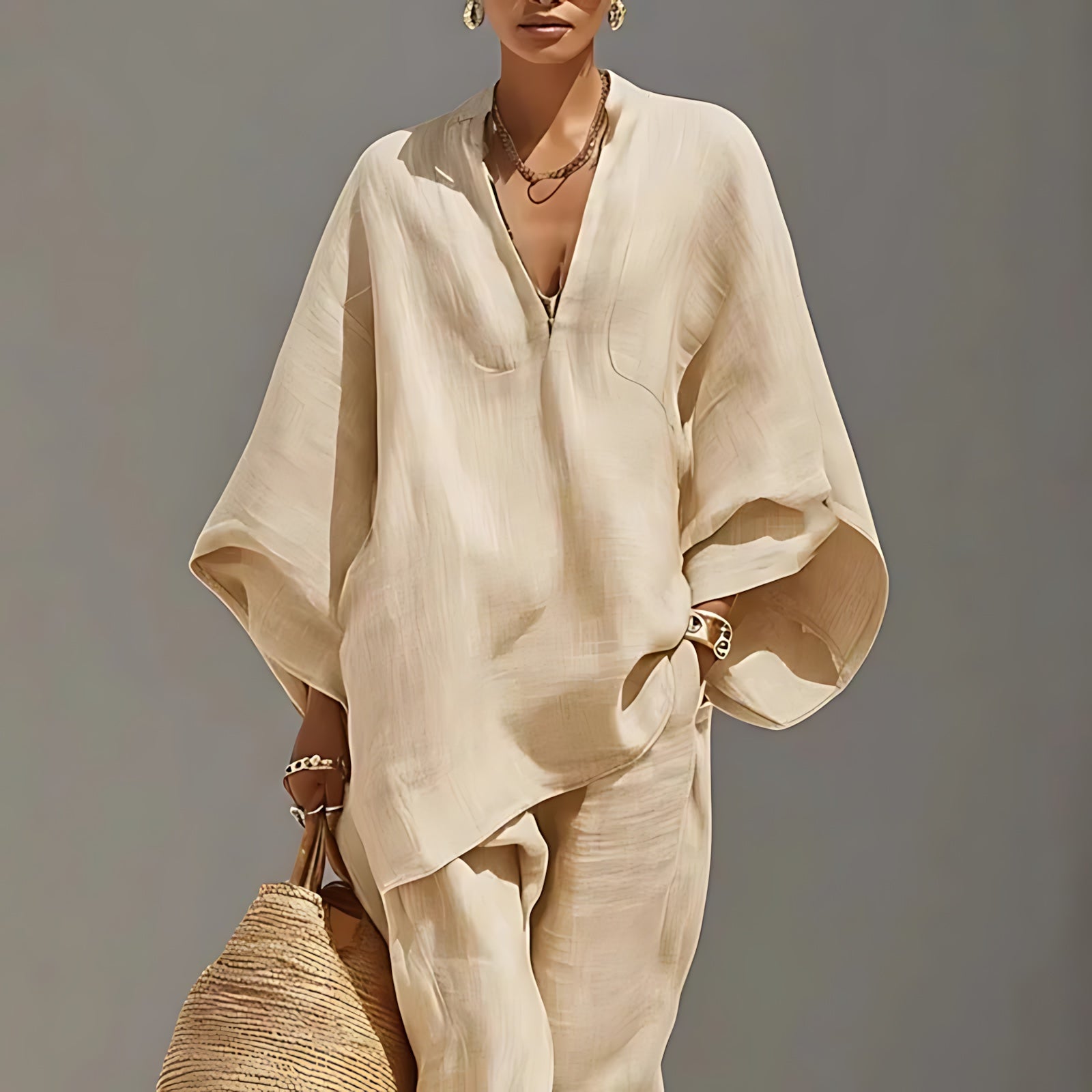 Valentina – Batwing Top and Tapered Pants Set