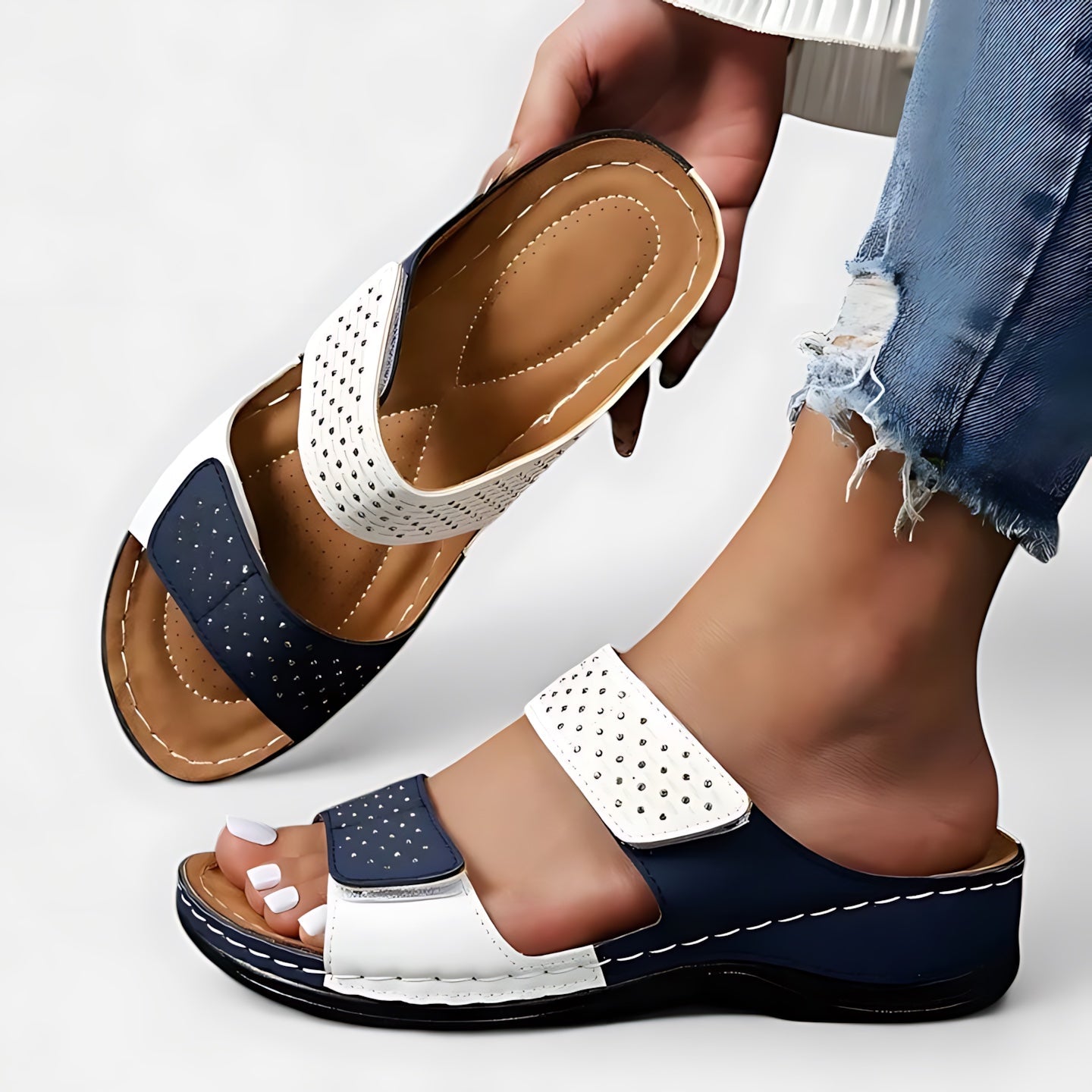 Valentina – Double Strap Footbed Slide Sandals