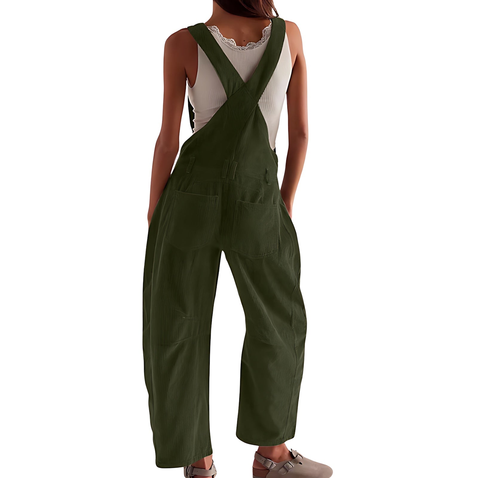 Valerie – Square Neck Wide Leg Overalls