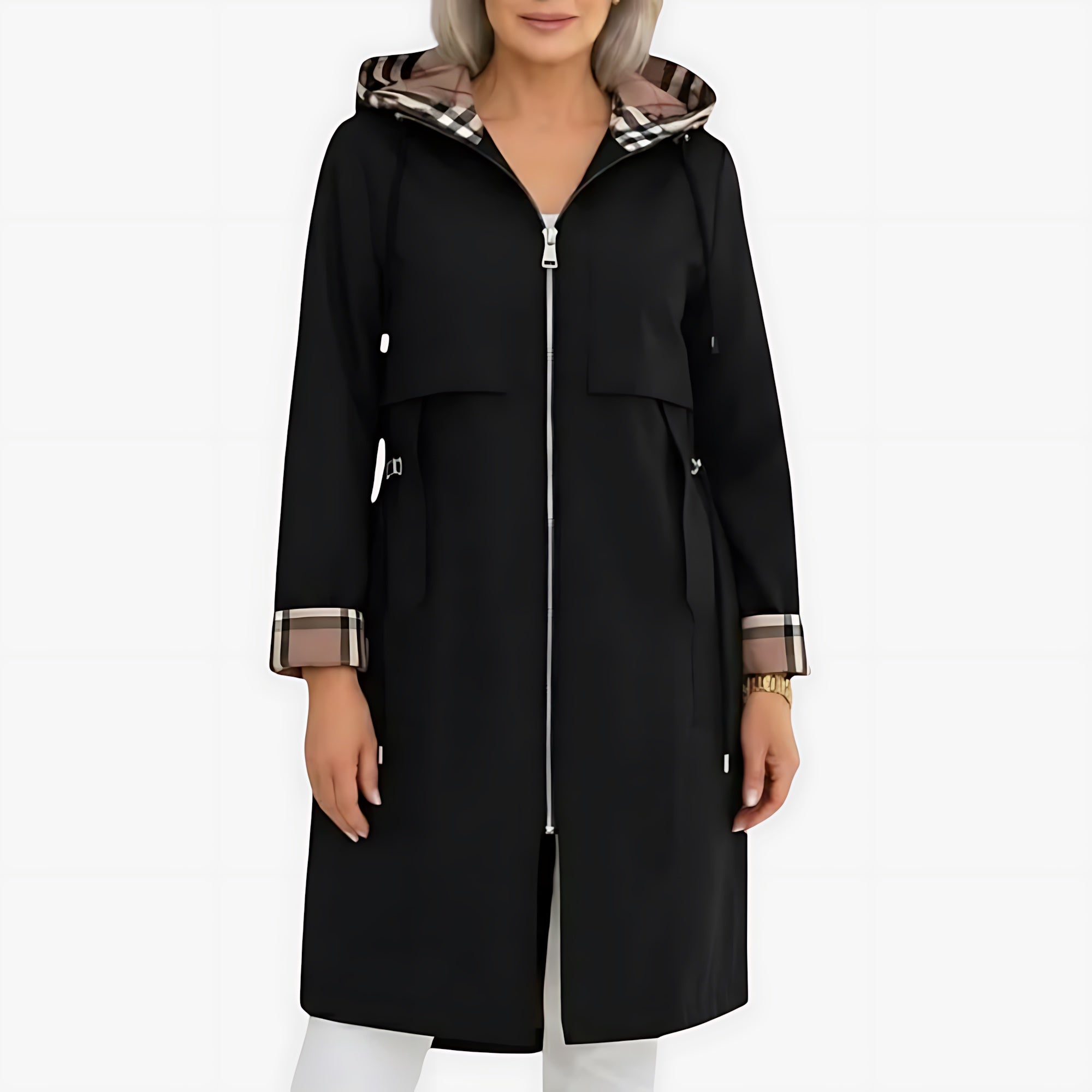 Vera – Colorblock Zip Up Trench Coat