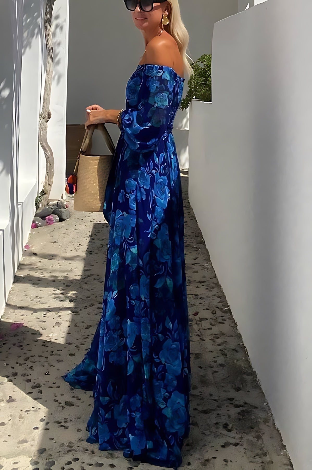 Vera – Floral Off Shoulder Wedding Guest Maxi Dress