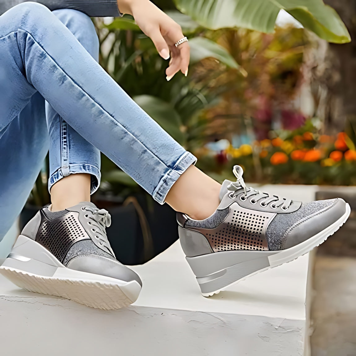 Vera – Lace Up Hidden Wedge Platform Sneakers