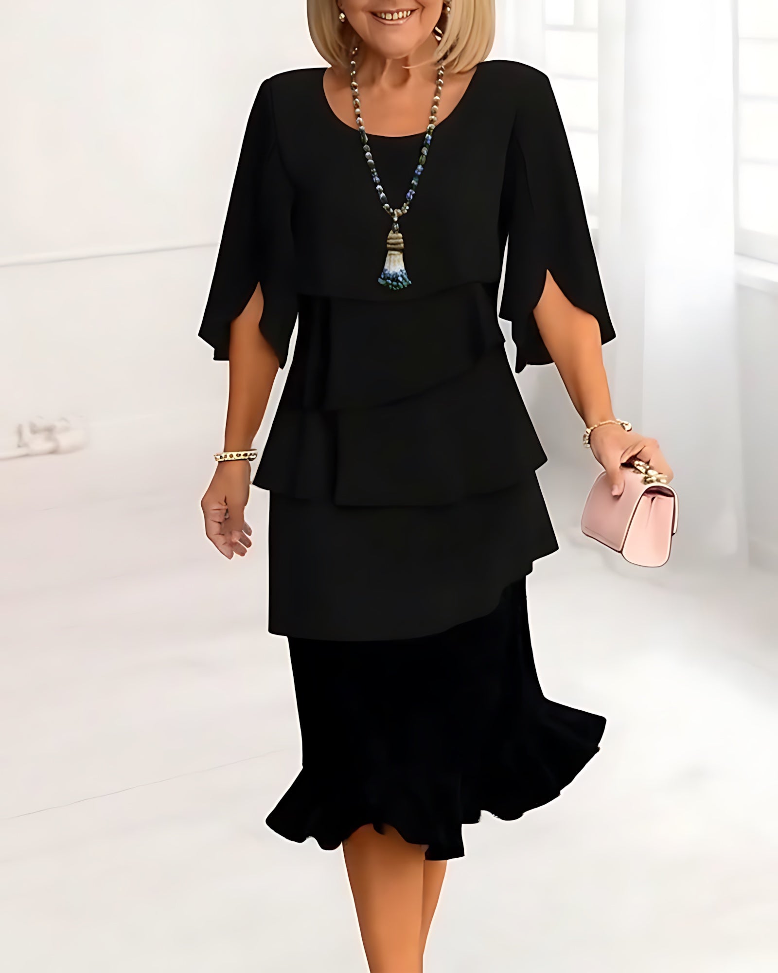 Vera – Tiered Ruffle Evening Midi Dress