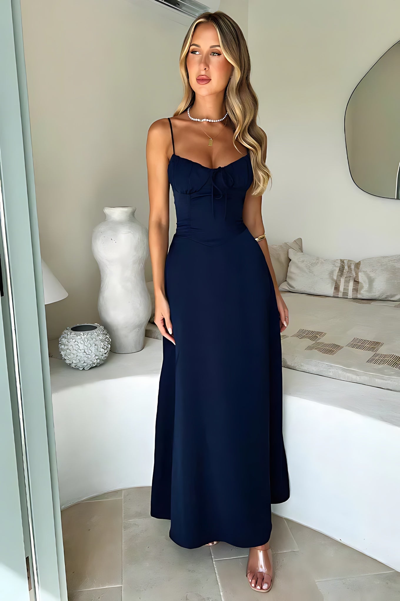 Victoria – Sweetheart A Line Wedding Guest Maxi Dress