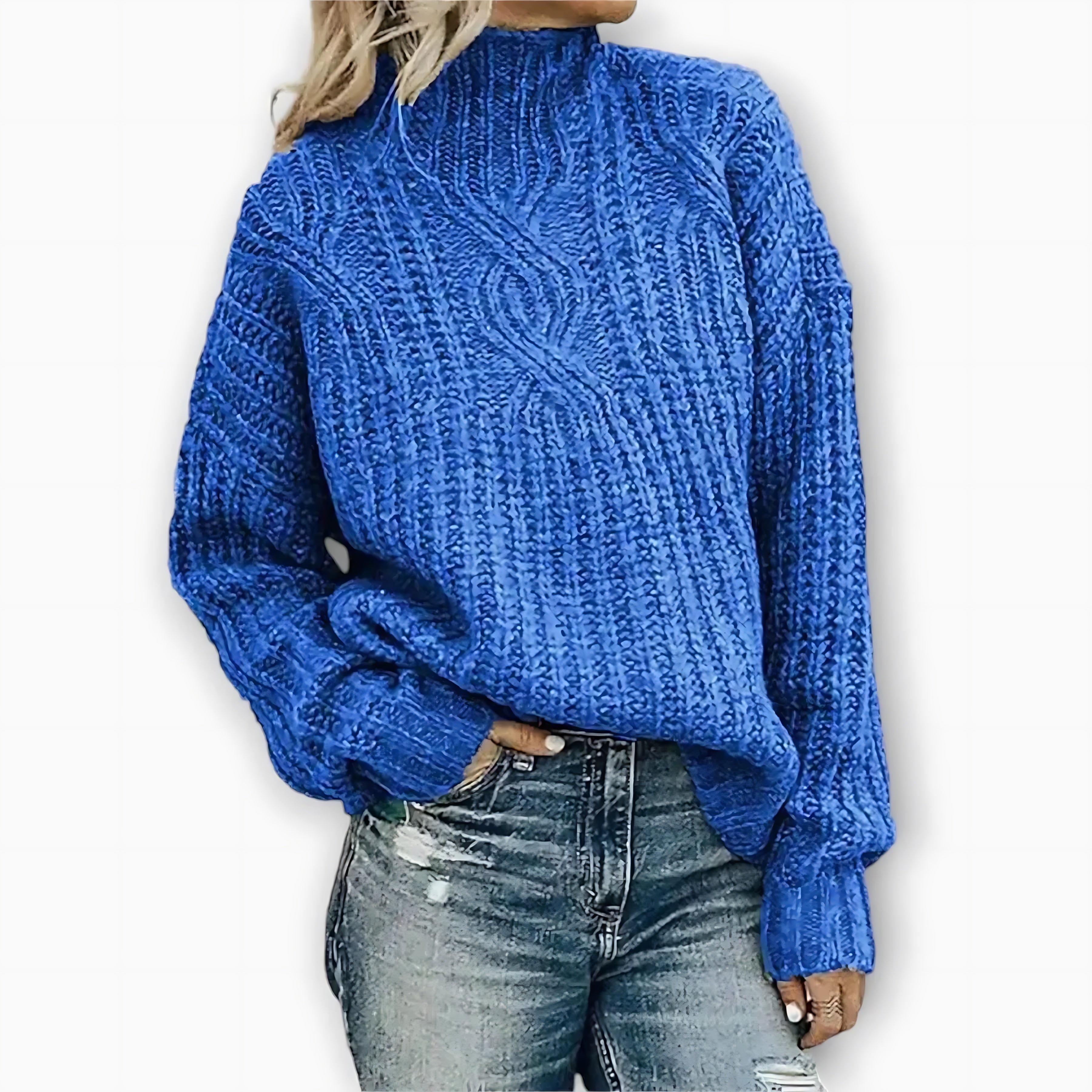 Victoria – Textured High Neck Knit Sweater