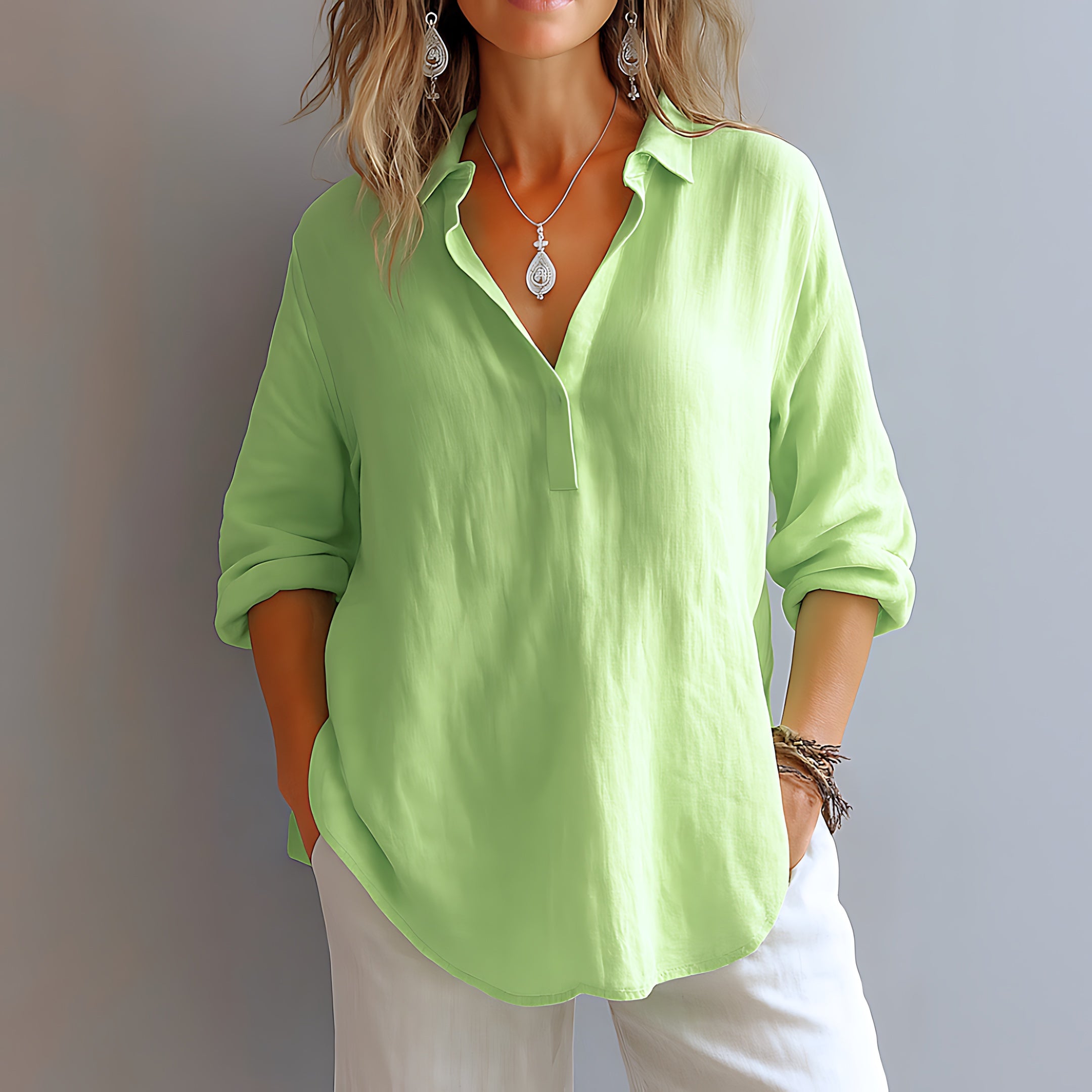 Violet – Collared Long Sleeve Blouse