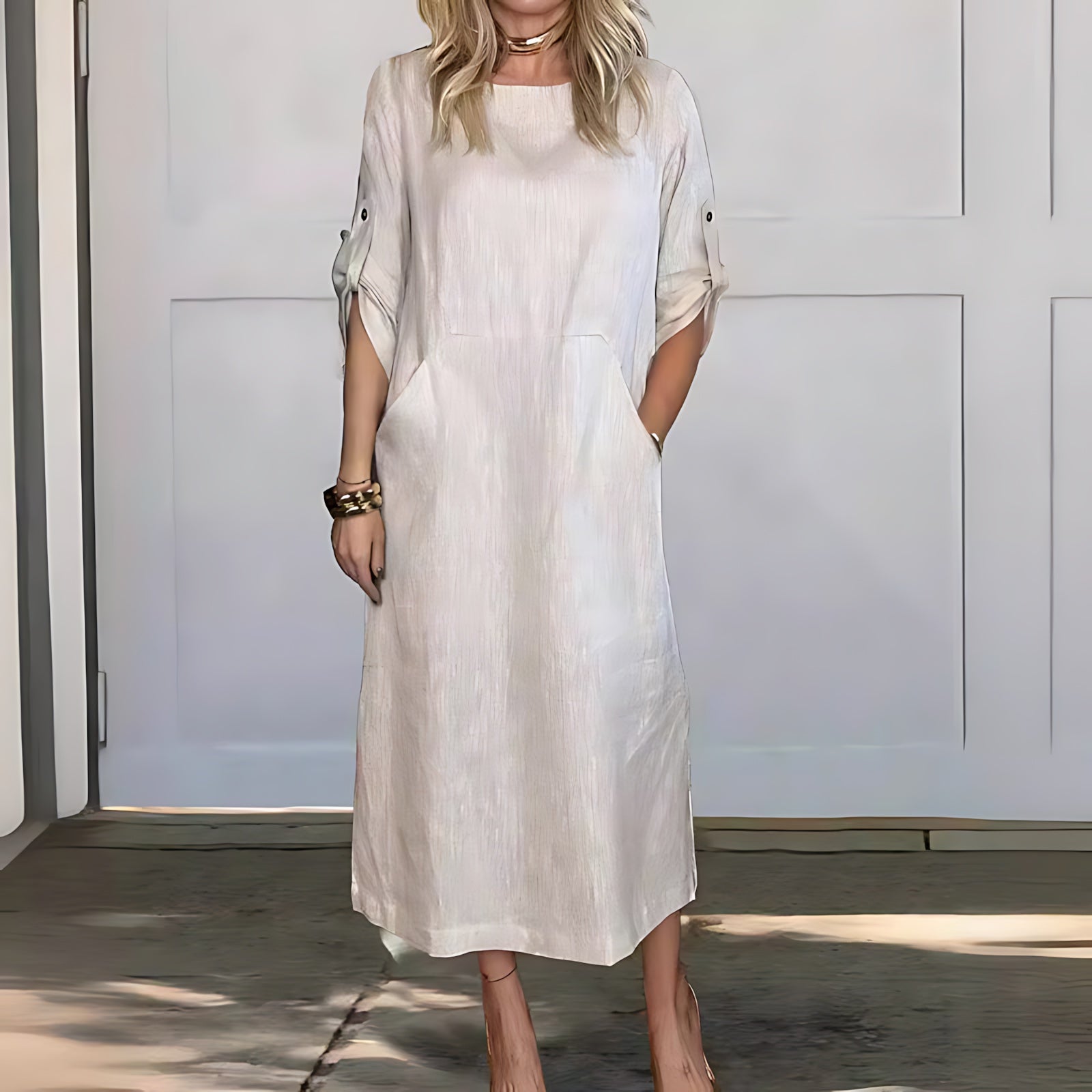 Violet – Crew Neck A Line Maxi Dress