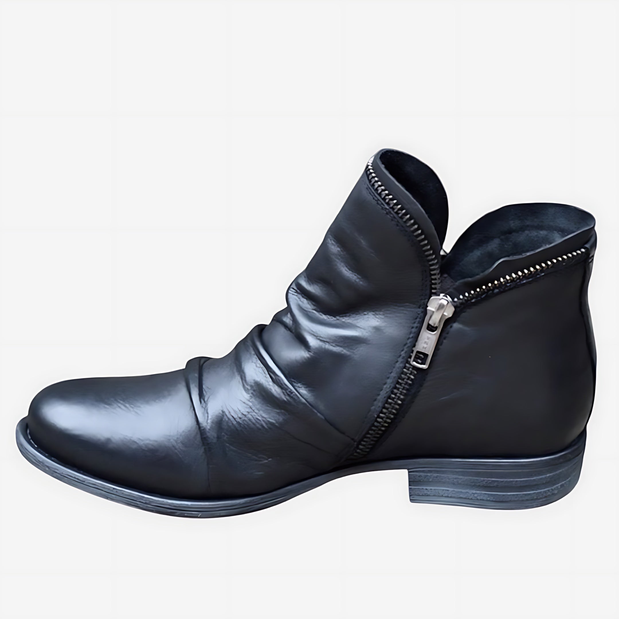 Violet – Leather Ruched Ankle Boots