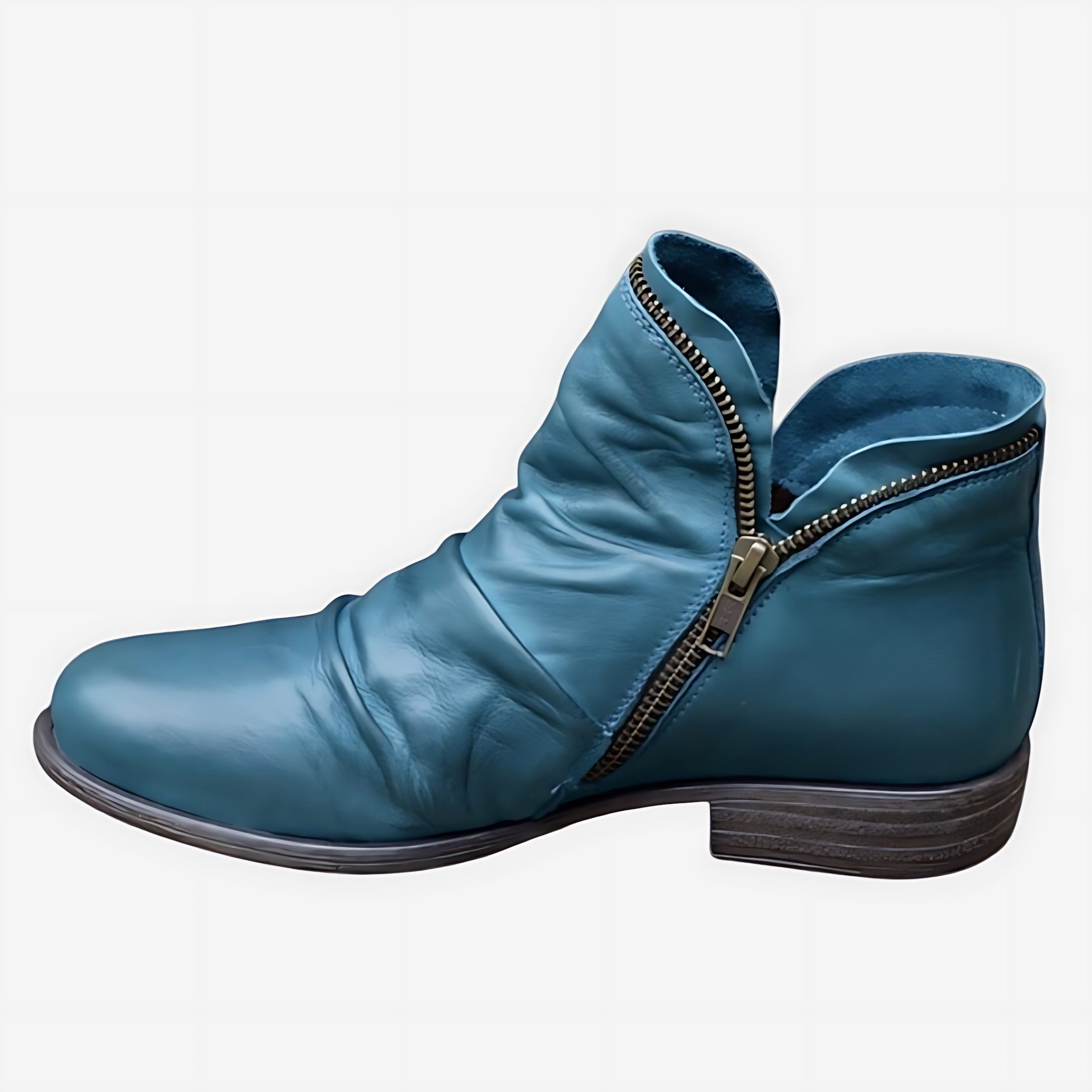 Violet – Leather Ruched Ankle Boots