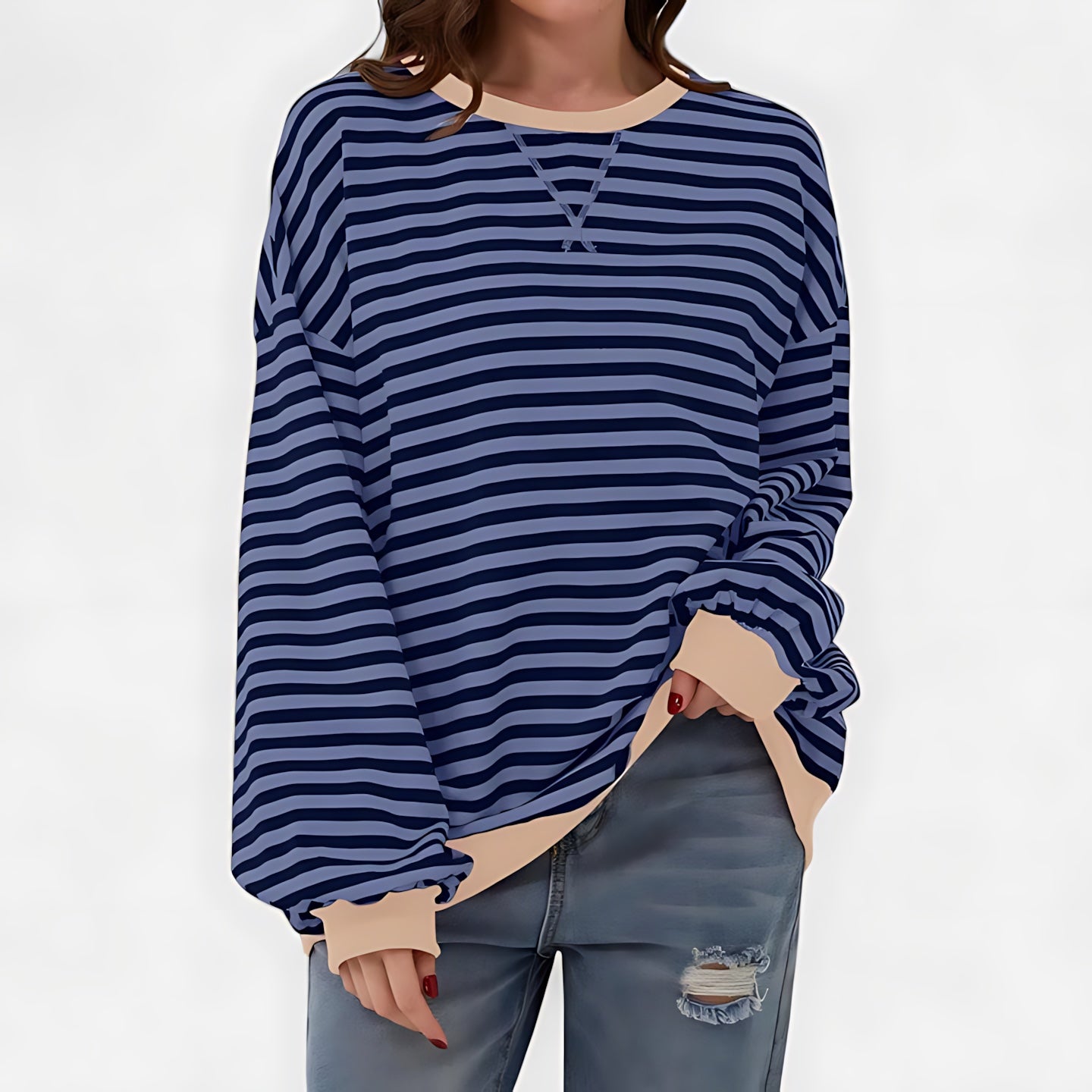 Violet – Striped Crew Neck Oversized Sweater