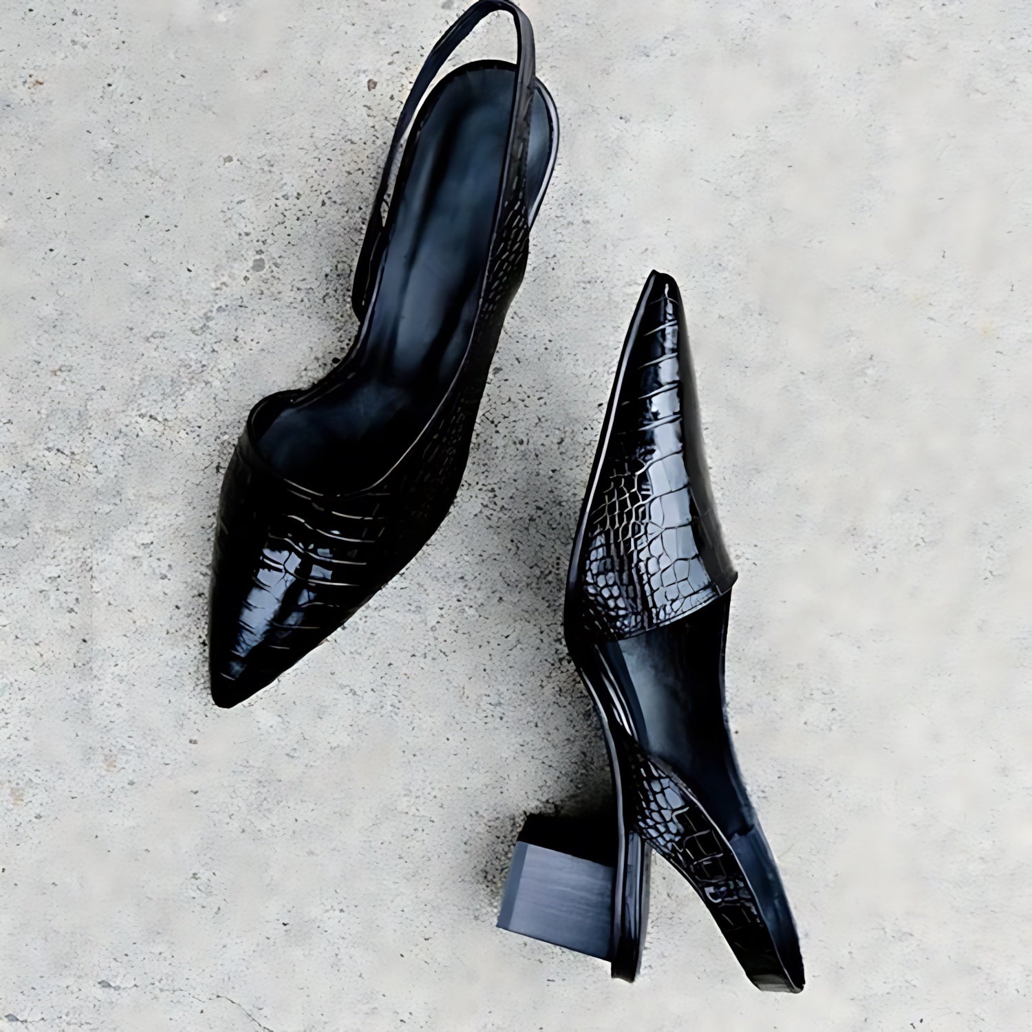Vivian – Croc Embossed Slingback Block Heels