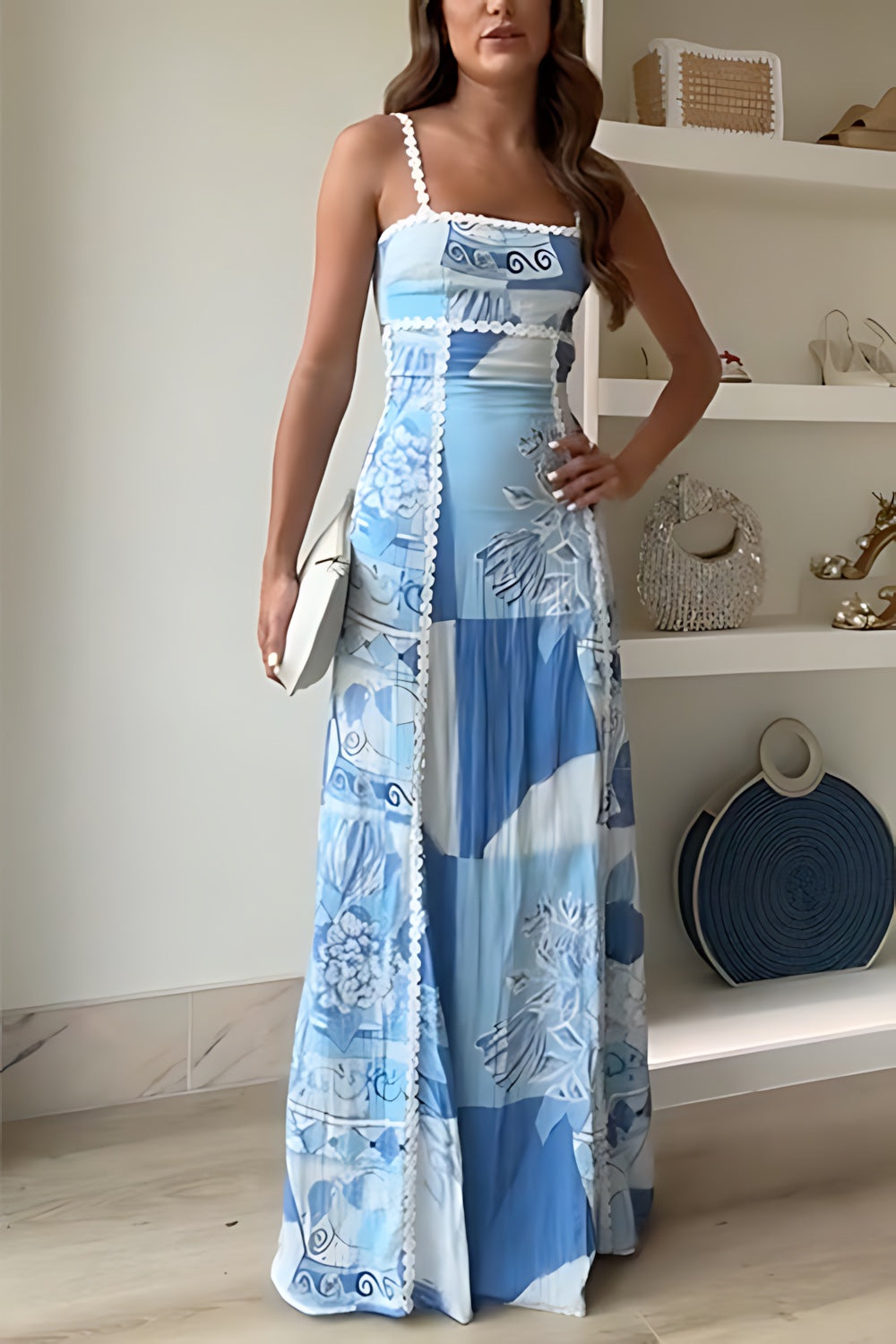 Vivian – Patchwork Print Cami Maxi Dress