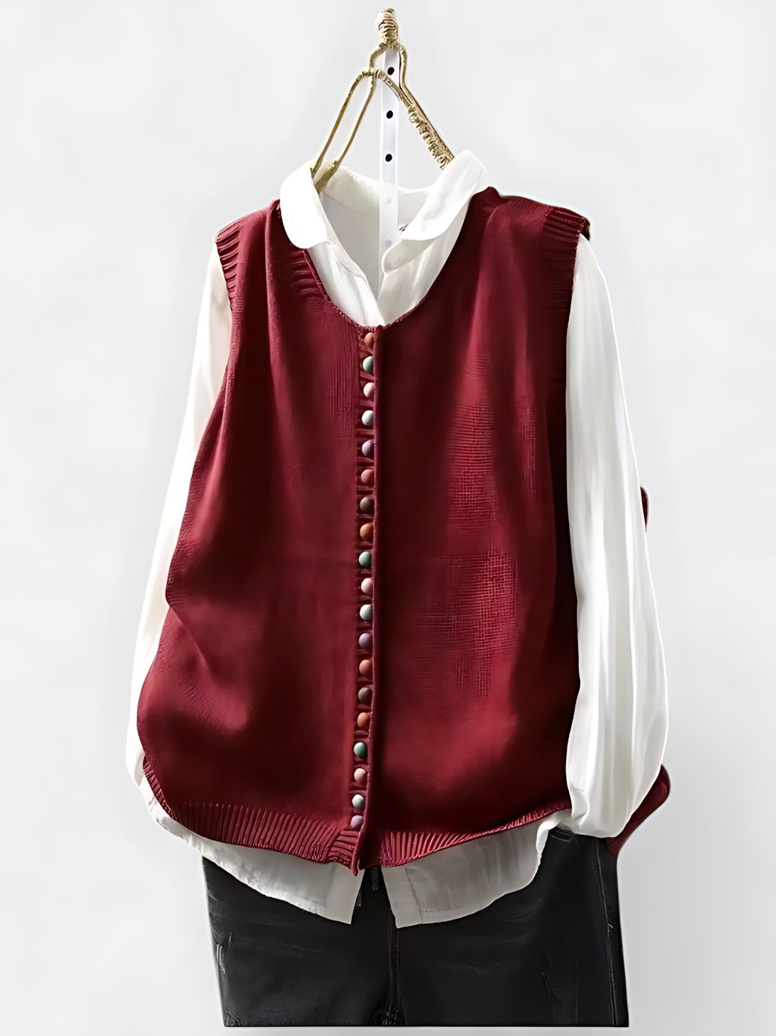 Vivian – V Neck Button Up Sweater Vest