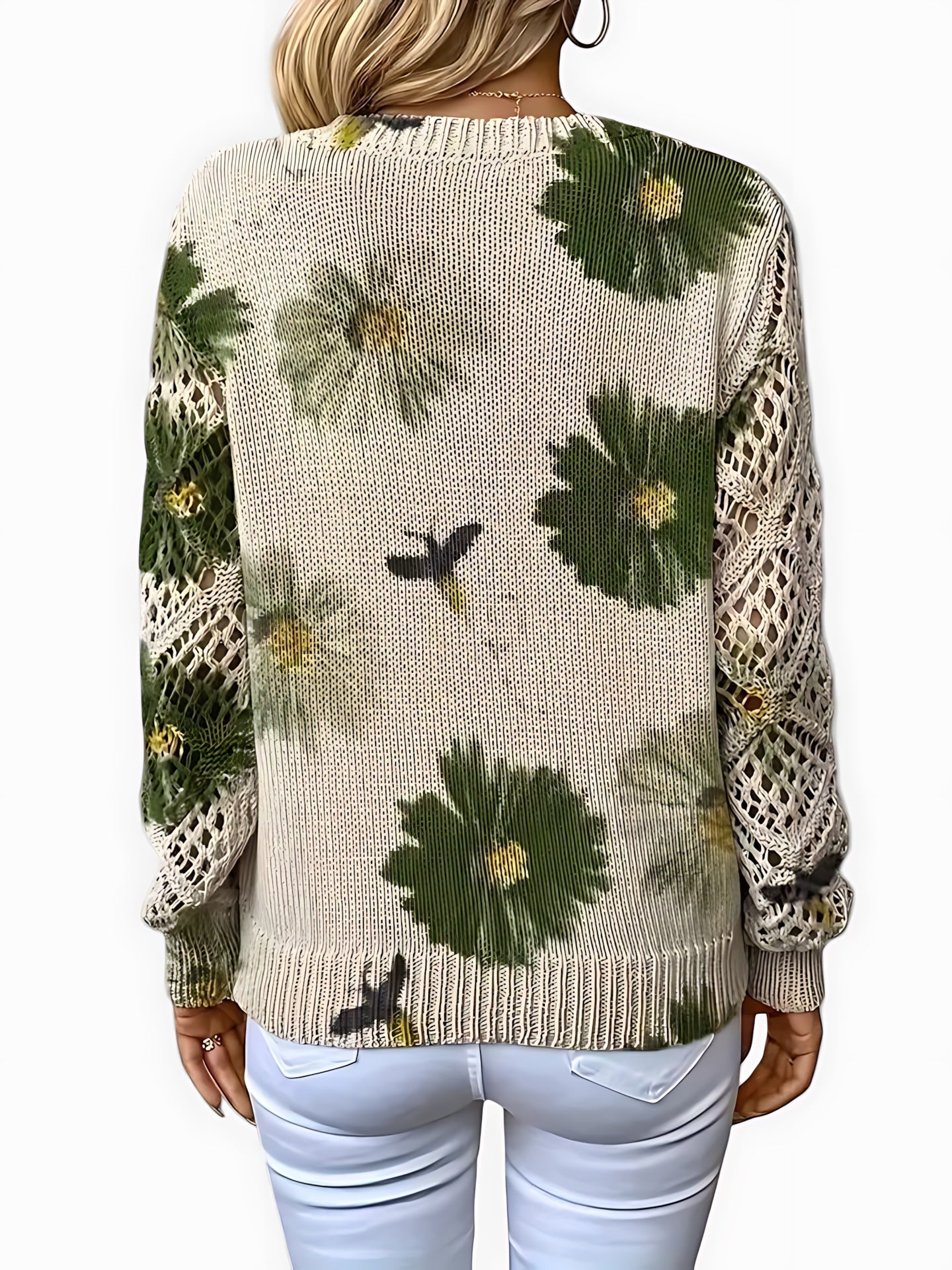 Willow – Floral Print V Neck Knit Sweater