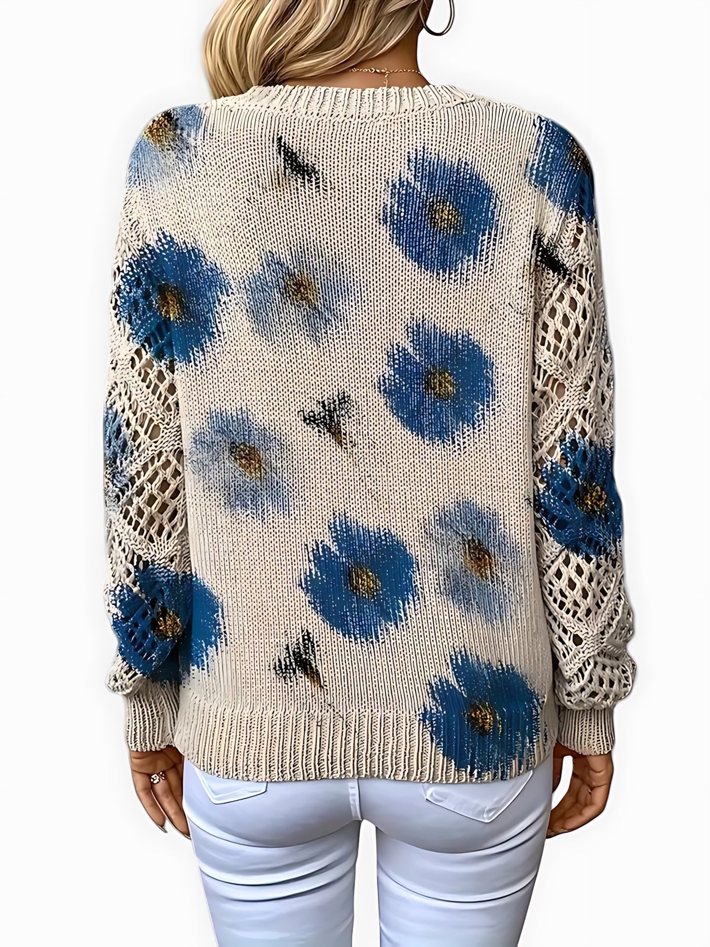 Willow – Floral Print V Neck Knit Sweater