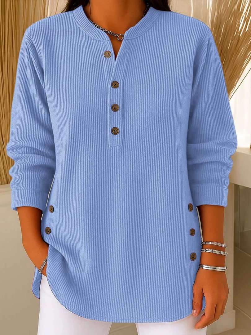 Eva – Button Front Henley Knit Top