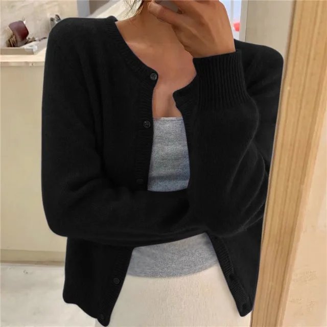 Eloise – Cropped Fuzzy Knit Cardigan