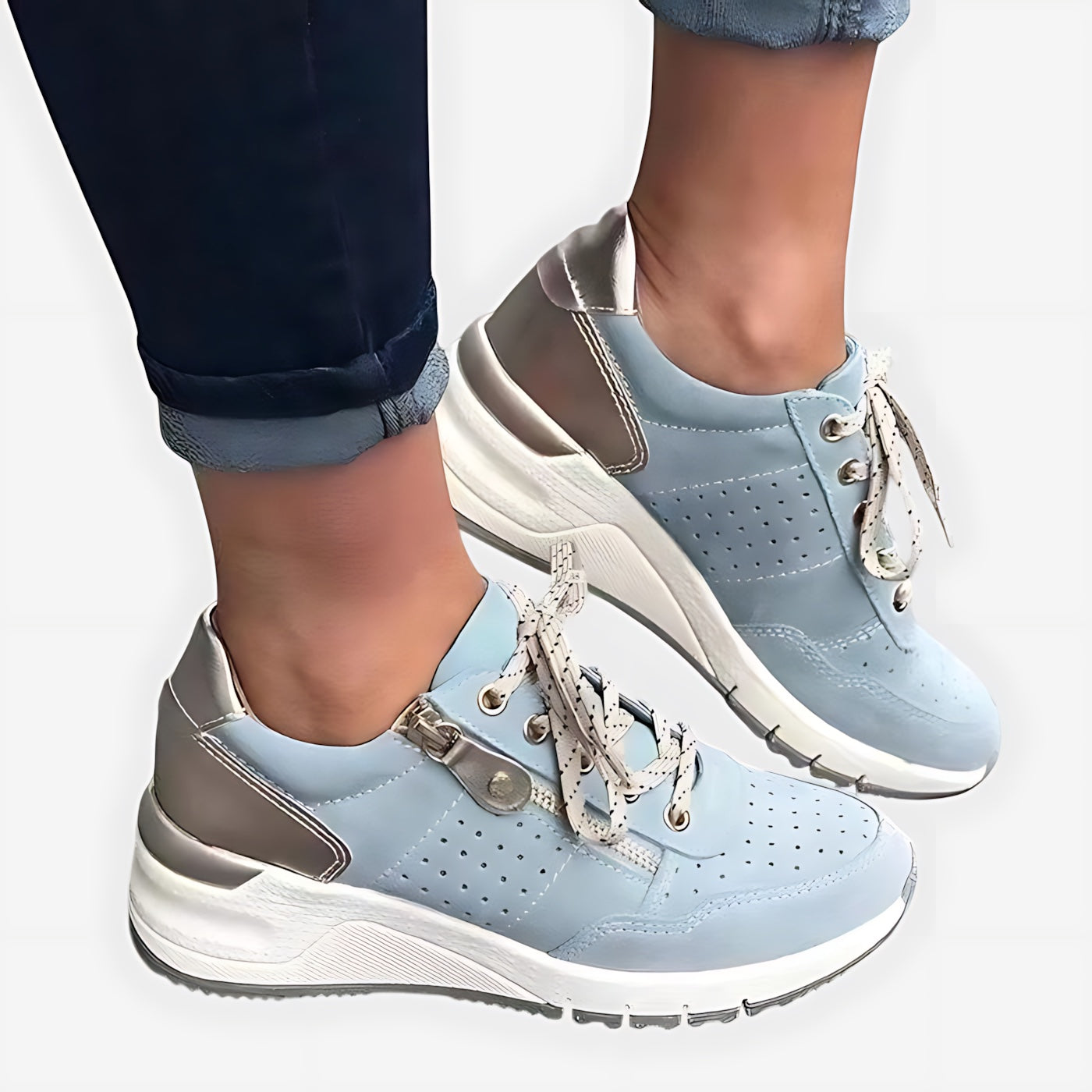 Wren – Knit Lace Up Hidden Wedge Sneakers