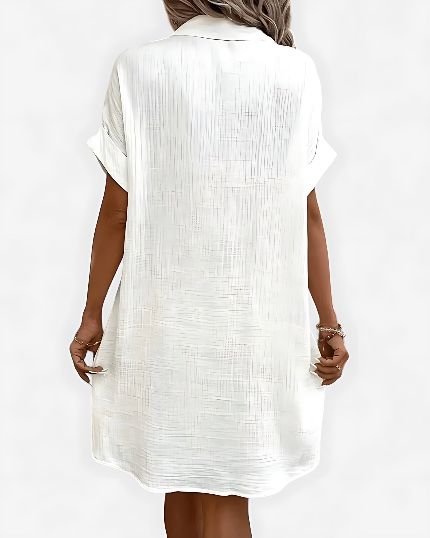 Ximena – Collared Short Sleeve Mini Shirt Dress