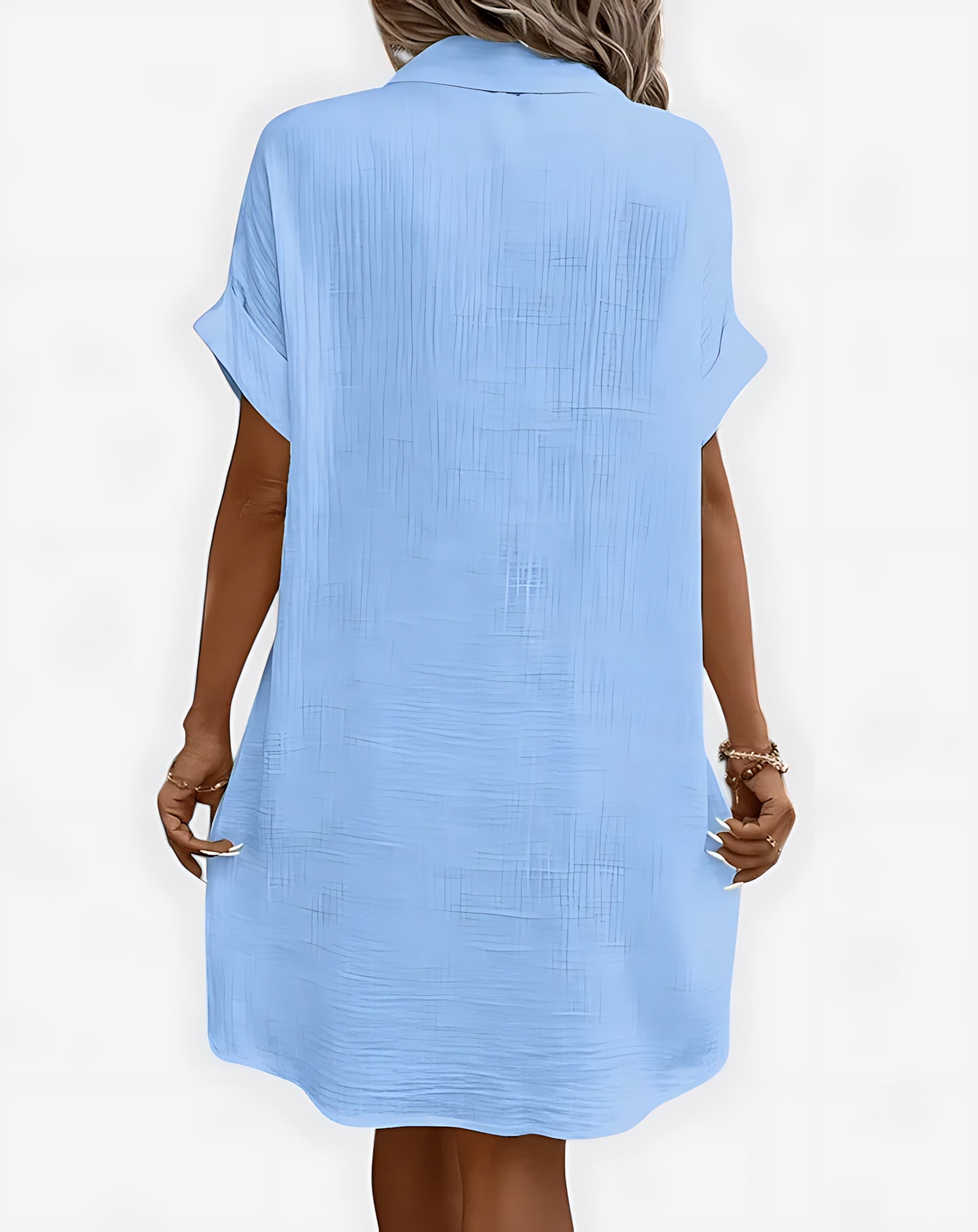 Ximena – Collared Short Sleeve Mini Shirt Dress