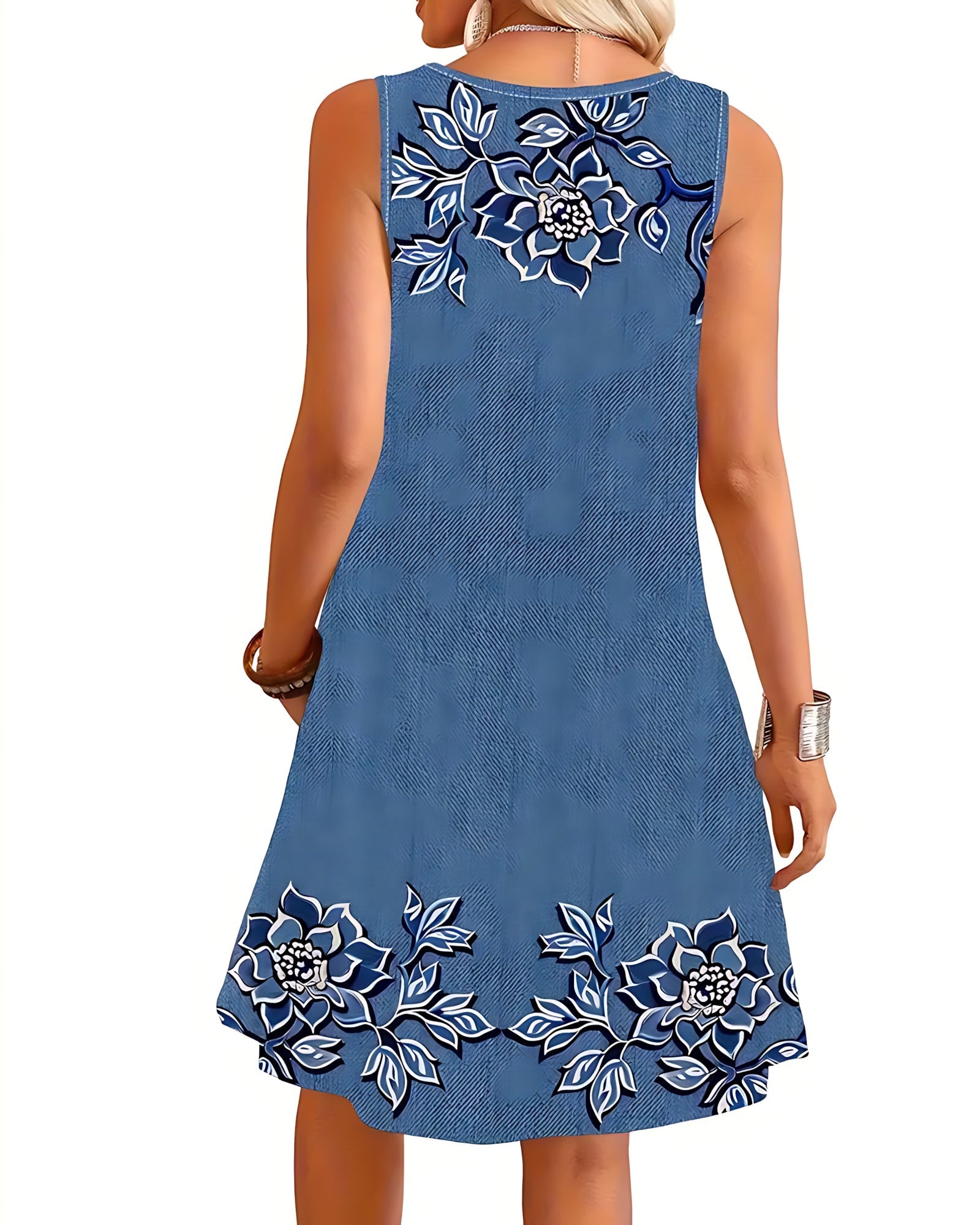 Ximena – Embroidered Denim A Line Mini Dress