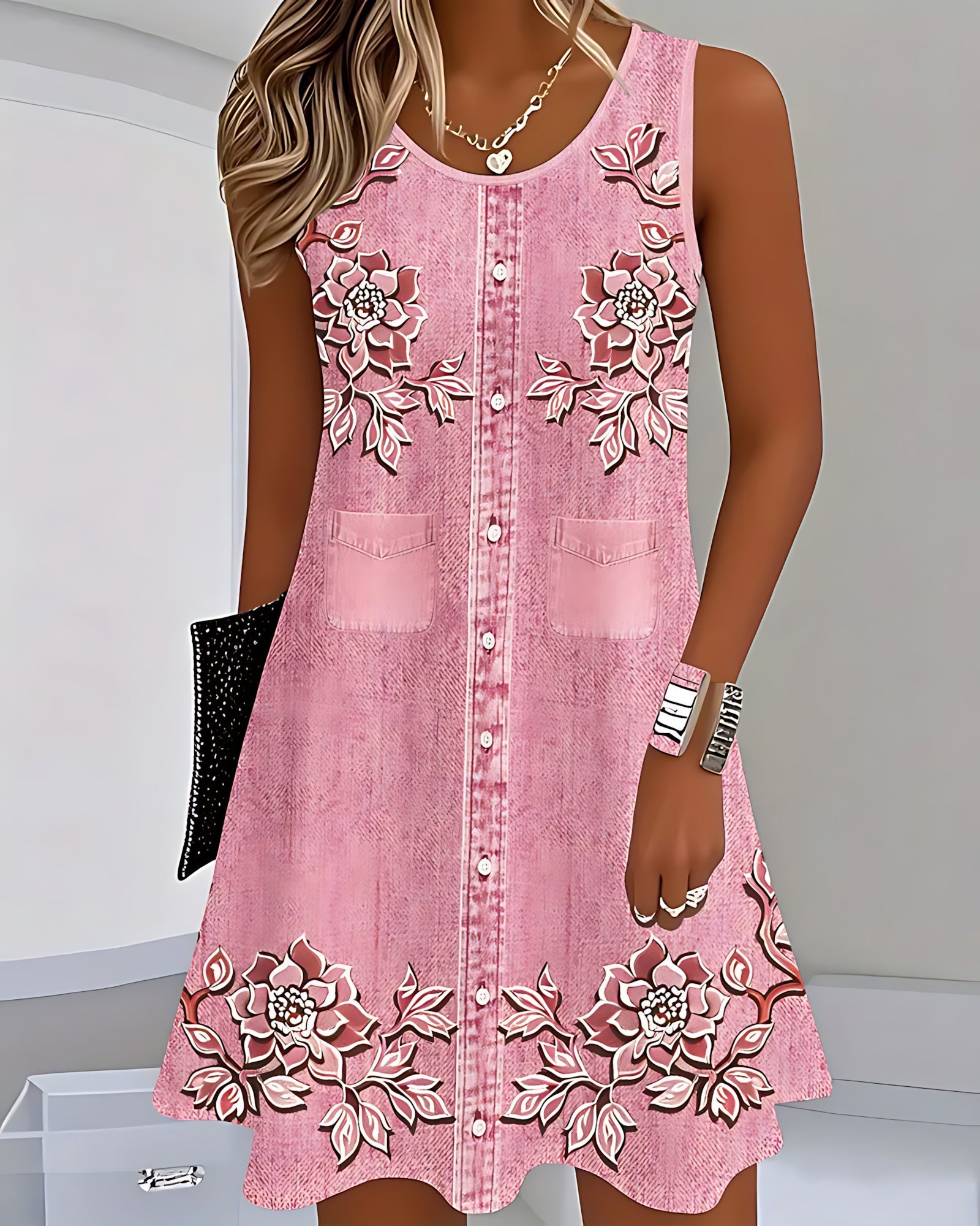Ximena – Embroidered Denim A Line Mini Dress