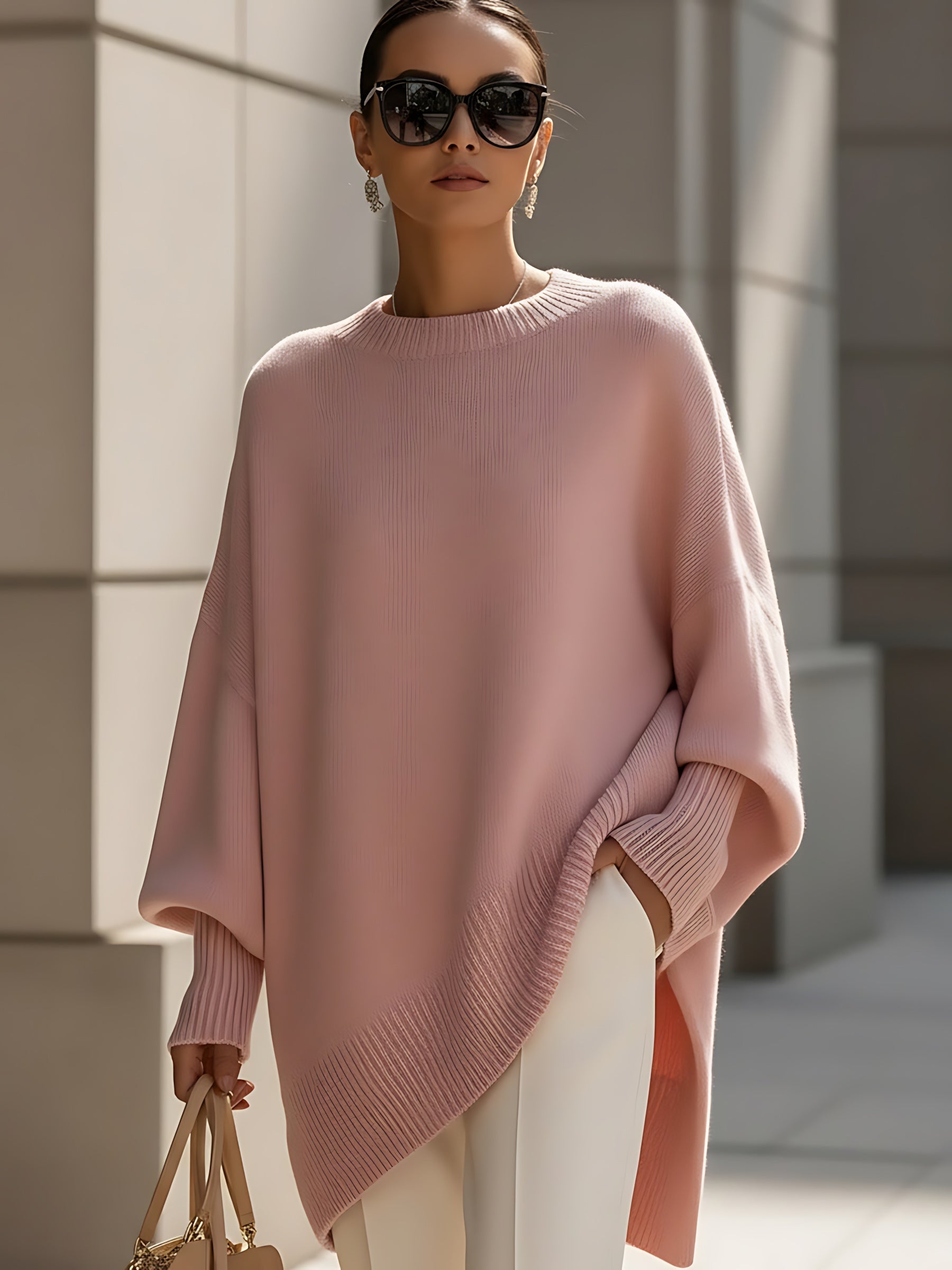 Ximena – Oversized Side Slit Knit Sweater