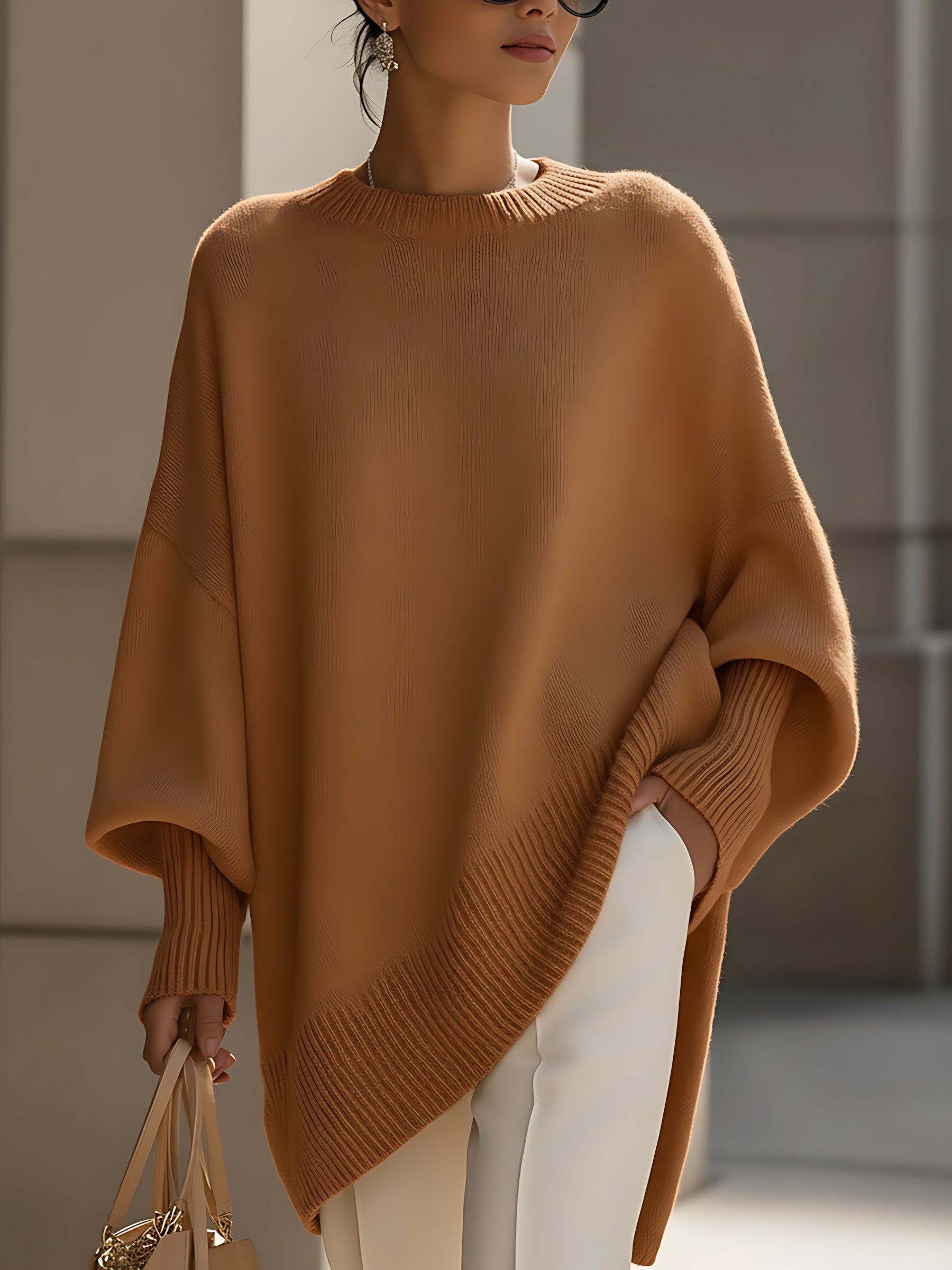 Ximena – Oversized Side Slit Knit Sweater