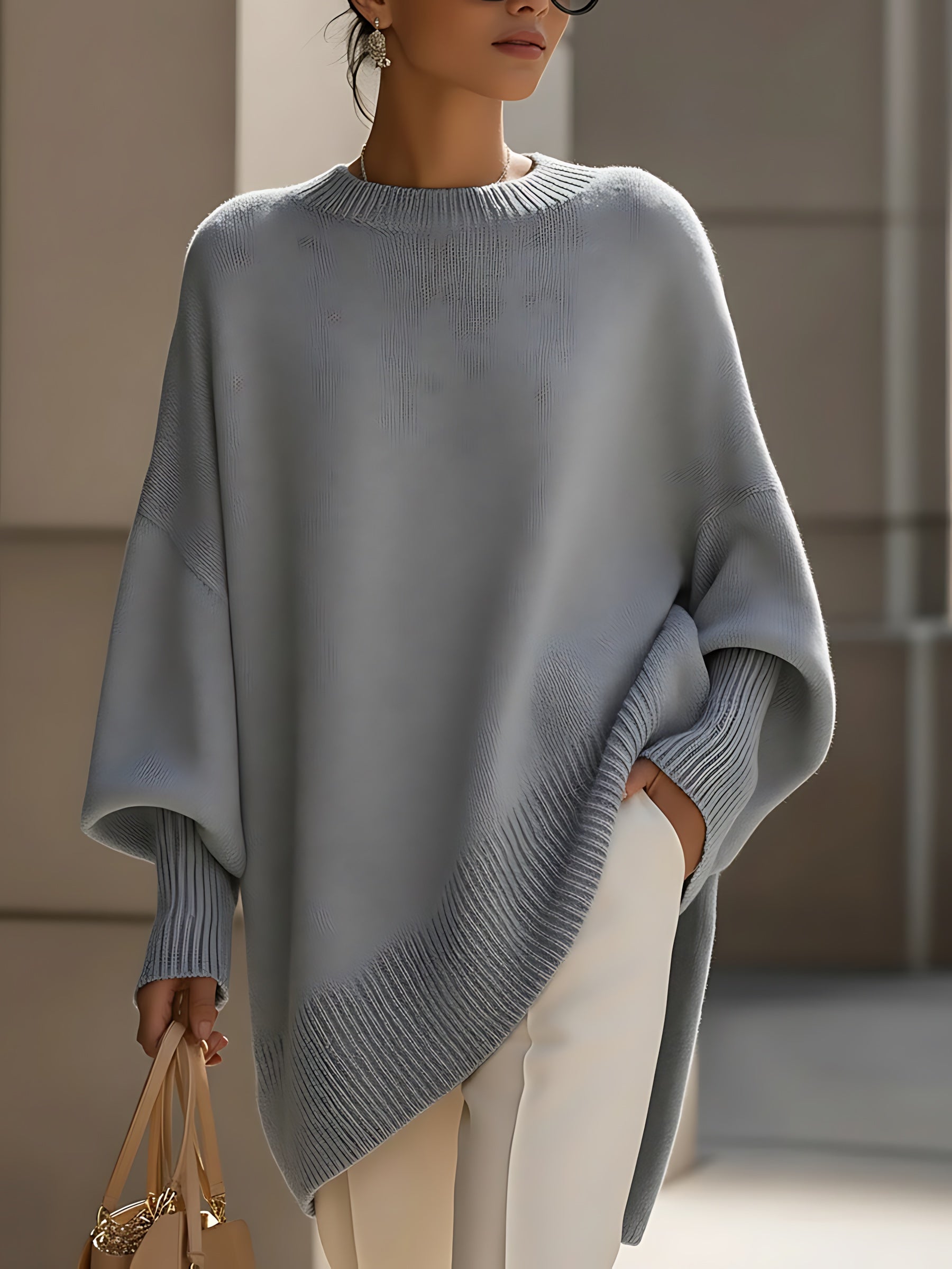 Ximena – Oversized Side Slit Knit Sweater
