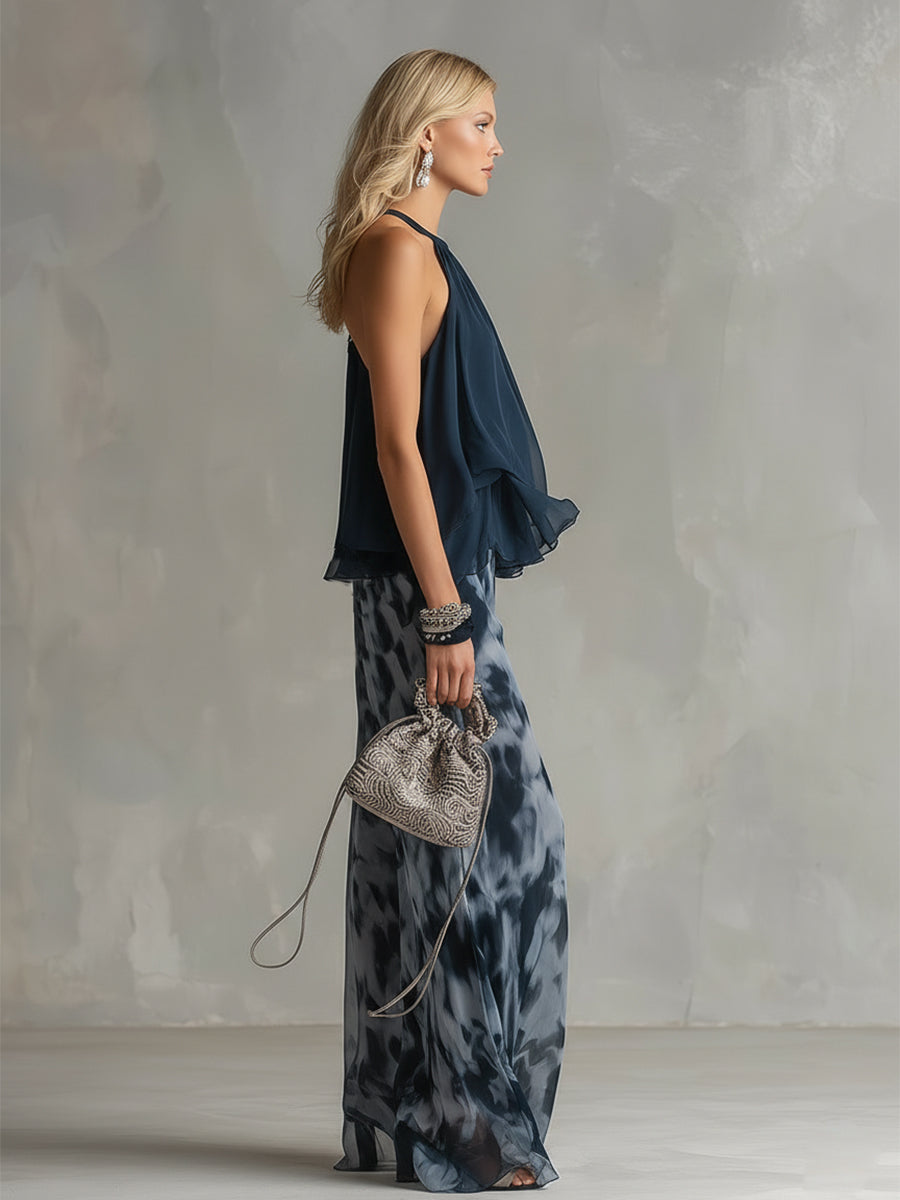 Aurora – Halter Top and Tie Dye Wide Leg Pants Set