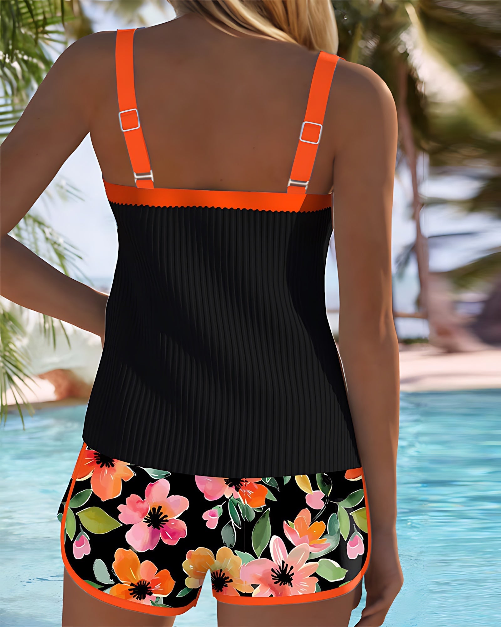 Zoe – Floral Print Tankini and Swim Shorts Set