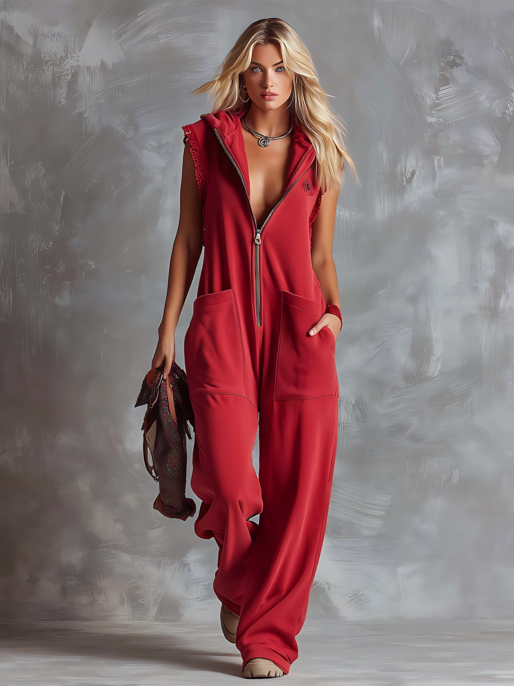 Zoe – V Neck Draped Wide Leg Jumpsuit