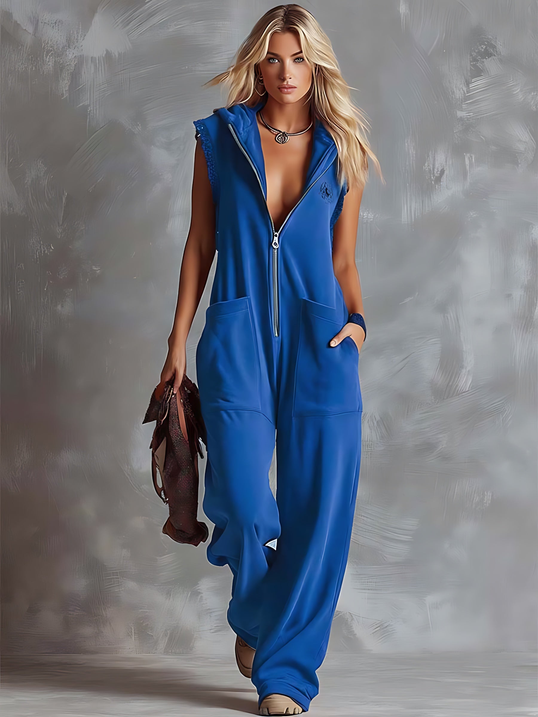 Zoe – V Neck Draped Wide Leg Jumpsuit