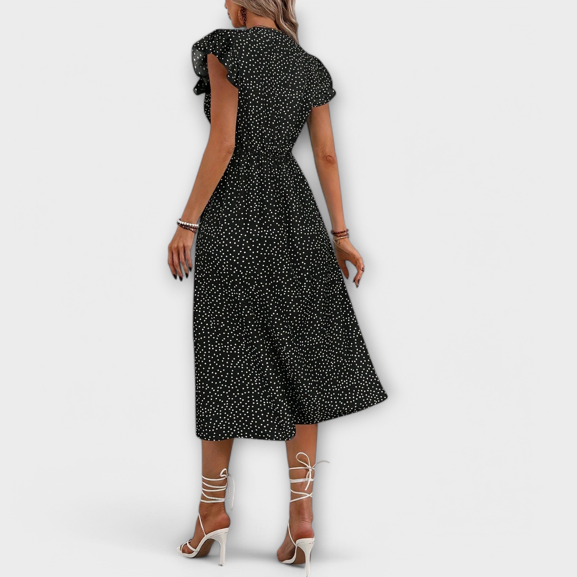 Nadia – Polka Dot V Neck Summer Midi Dress