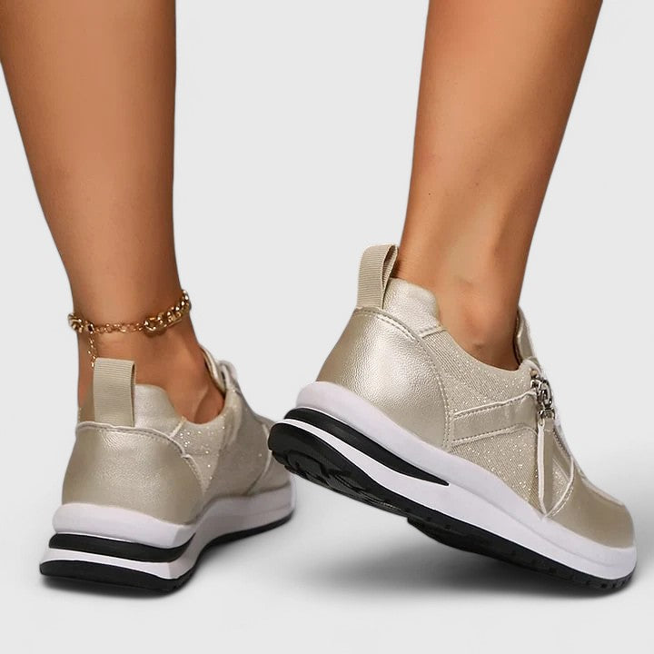 Athena – Metallic Lace Up Hidden Wedge Sneakers
