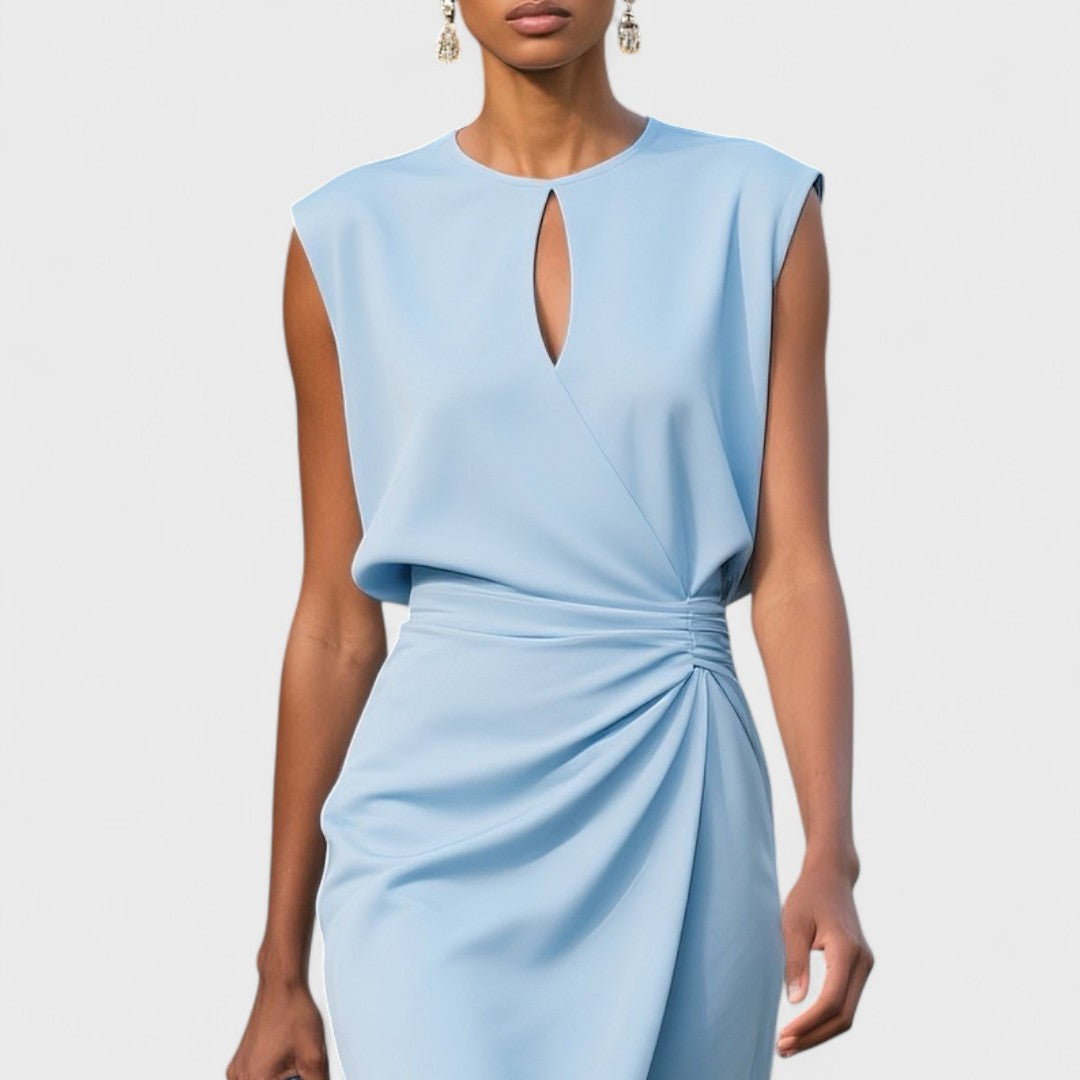 Paloma – Ruched Cap Sleeve Cocktail Midi Dress